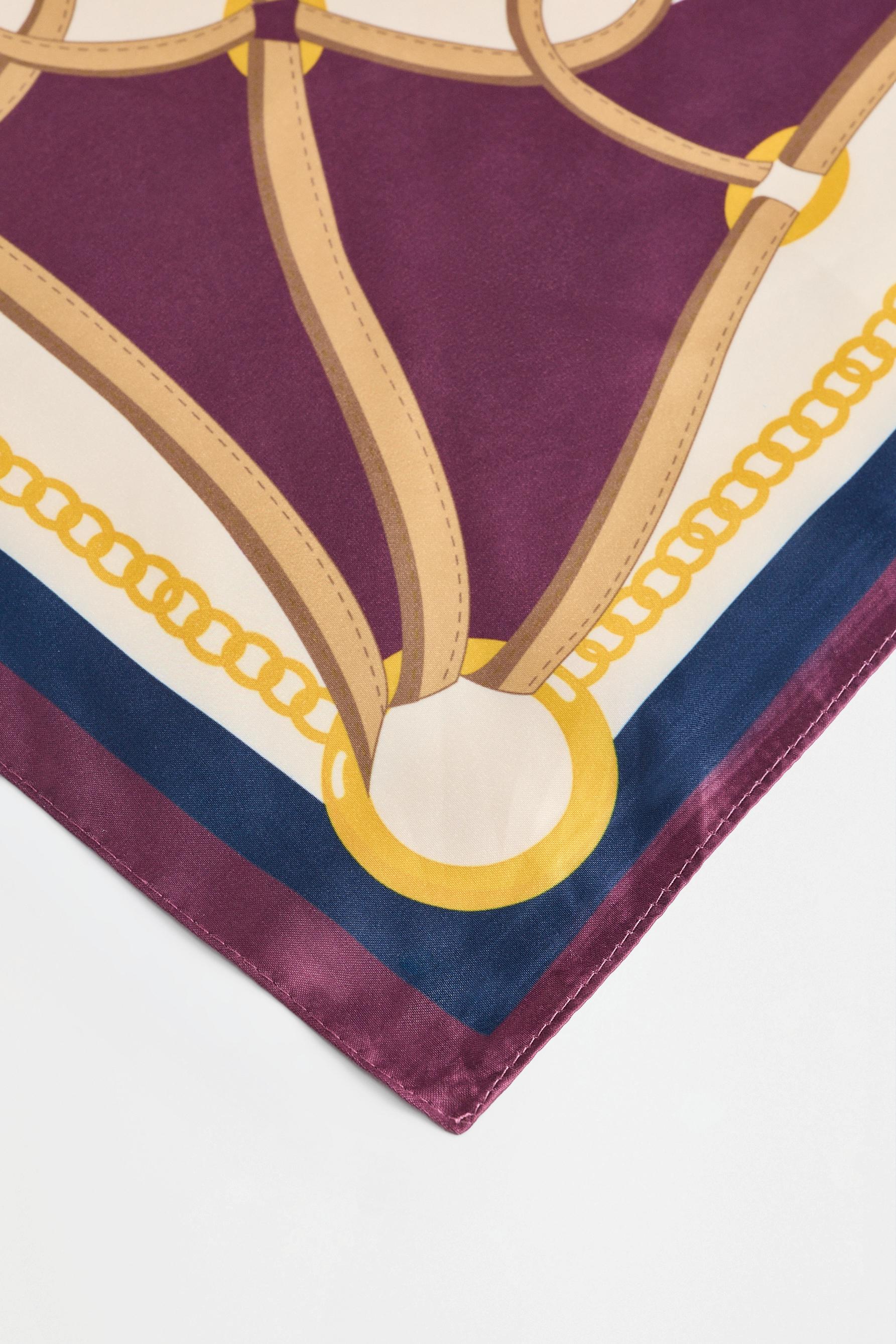 Satin chain print scarf — ECRU/YELLOW