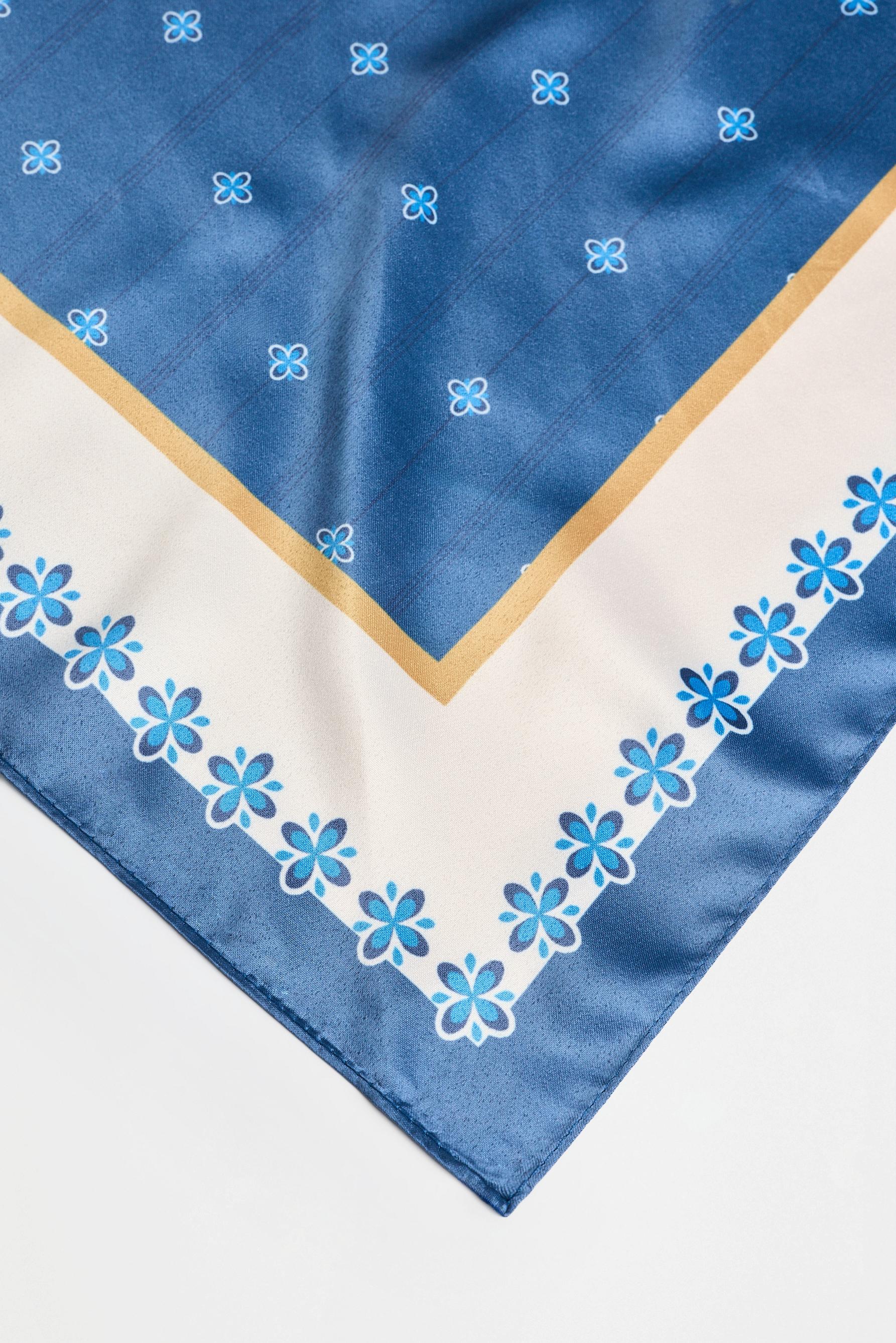Printed satin scarf — DARK BLUE