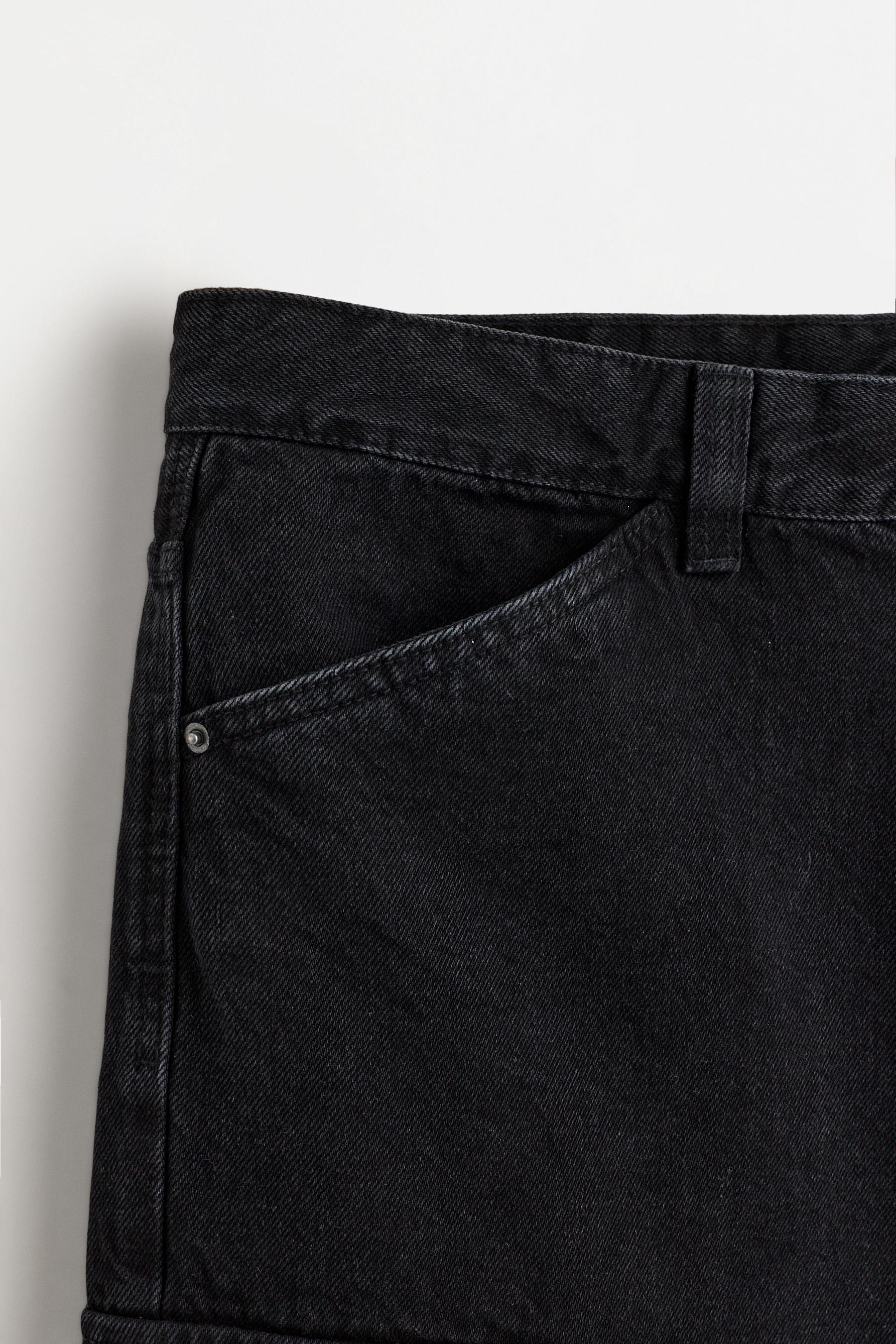 Denim cargo Bermuda shorts — BLACK