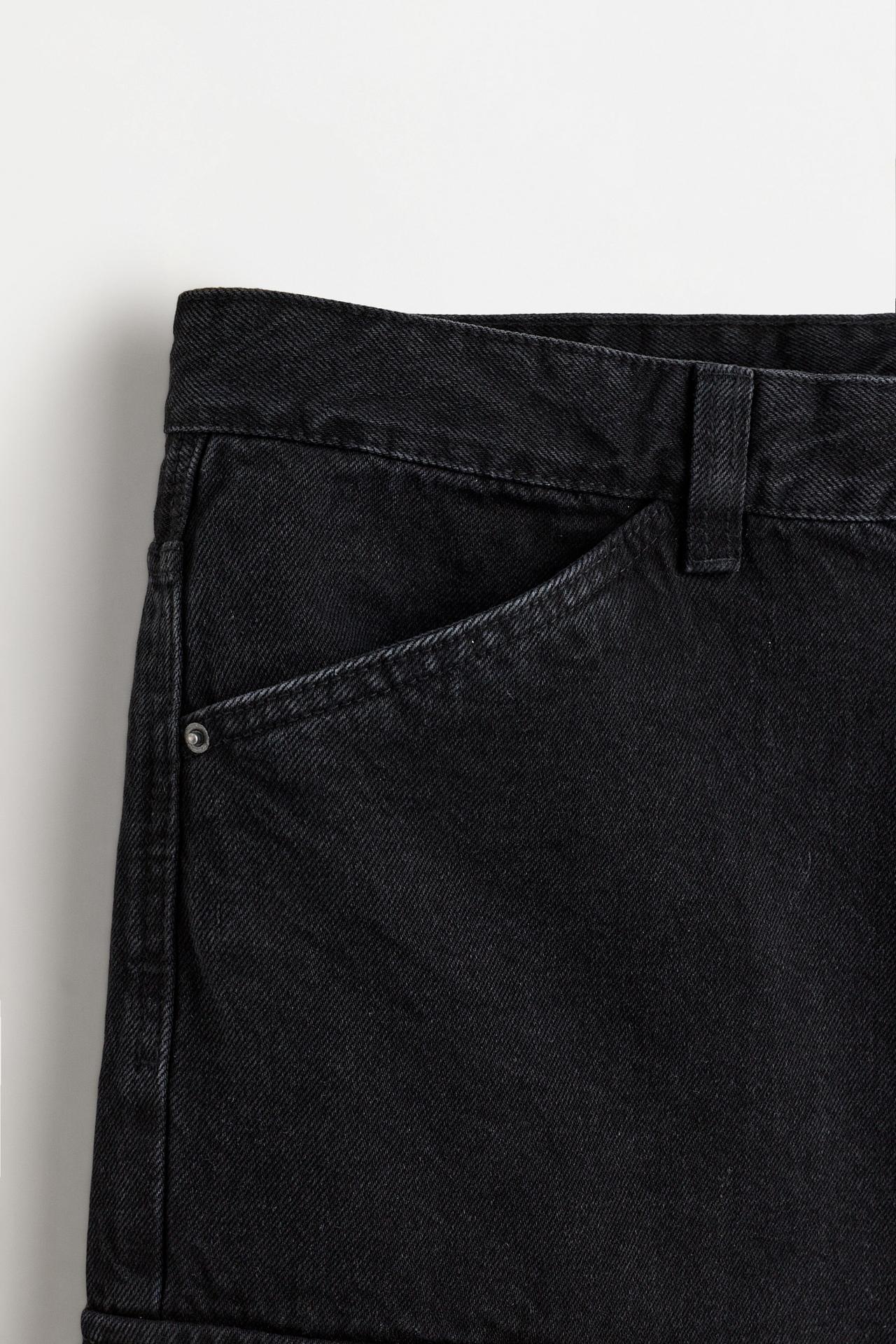 Denim cargo Bermuda shorts — BLACK
