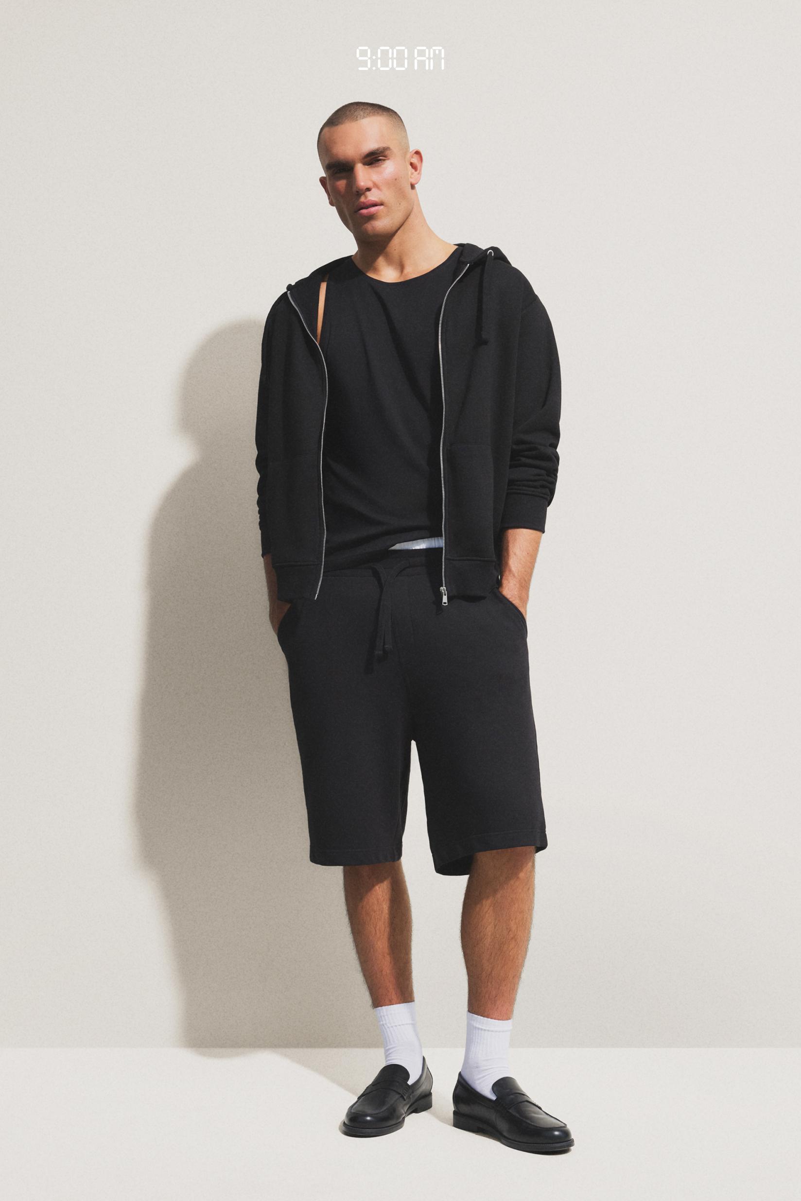 Basic tracksuit Bermuda shorts — BLACK
