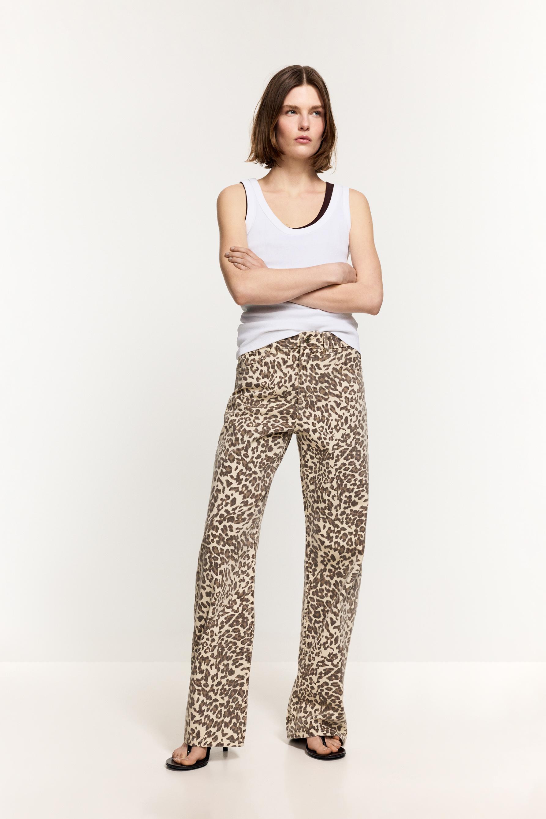 Jeans slim wide animal print