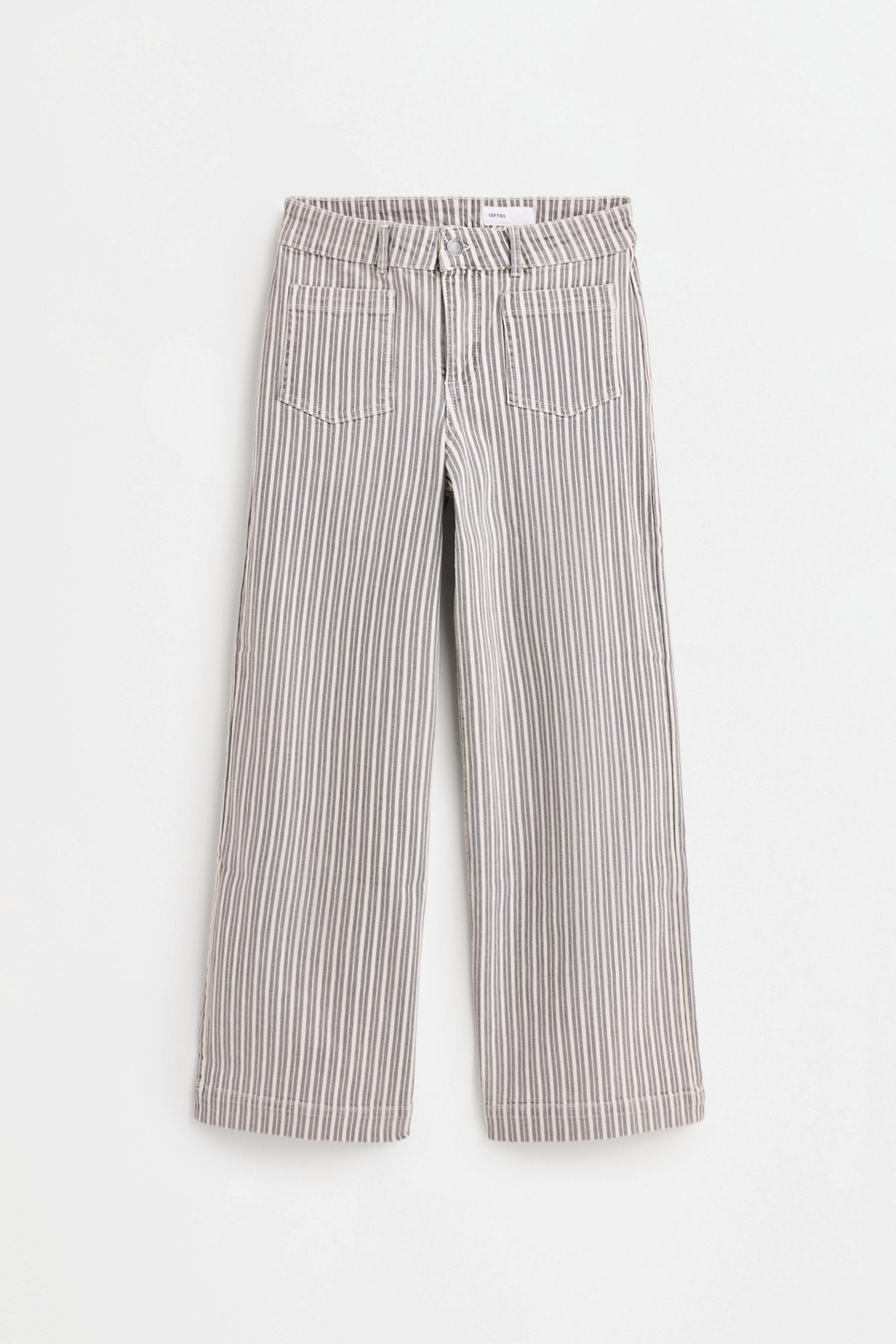 Striped culotte jeans — ECRU/BROWN