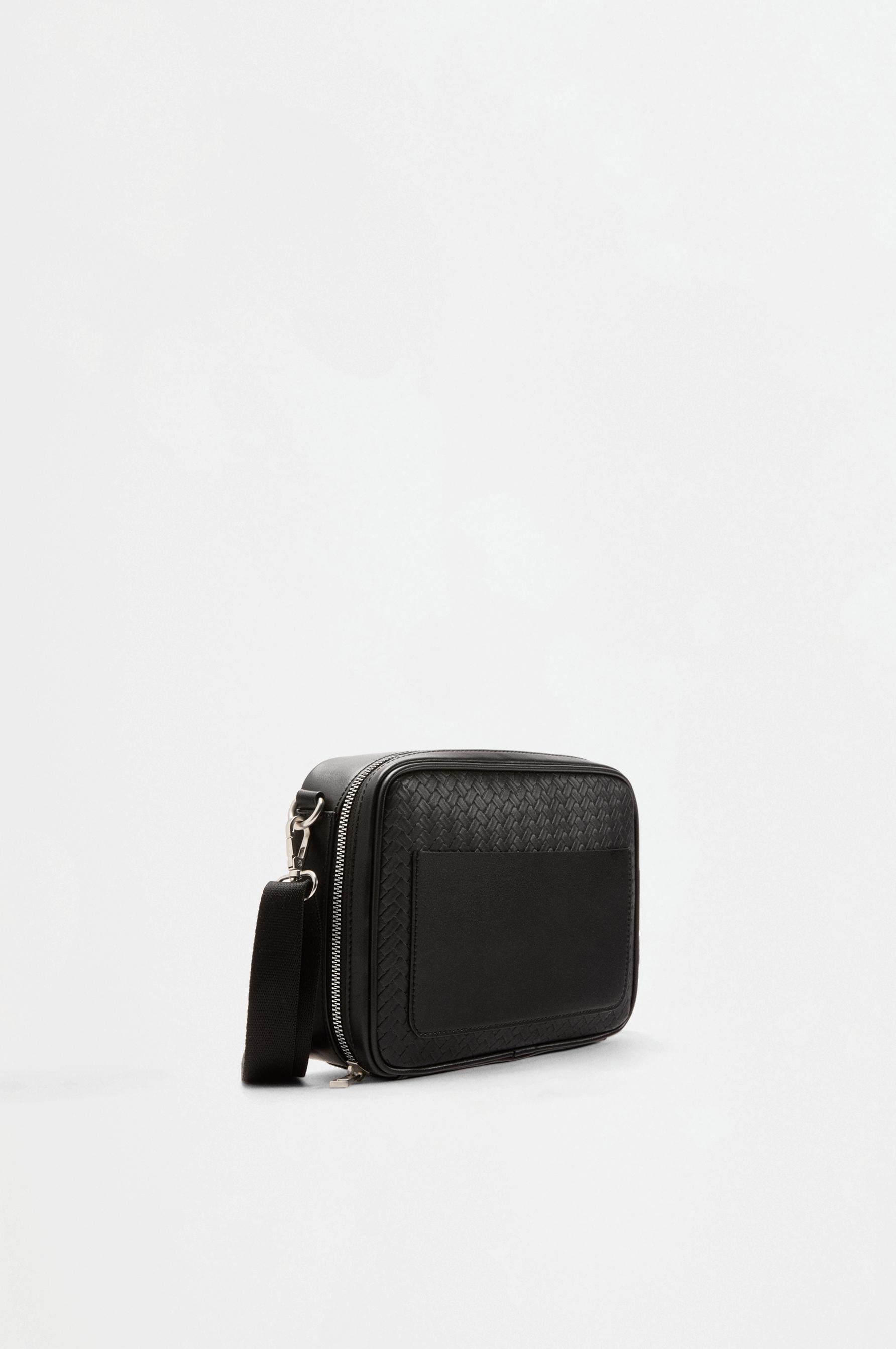 Braided effect crossbody bag — BLACK