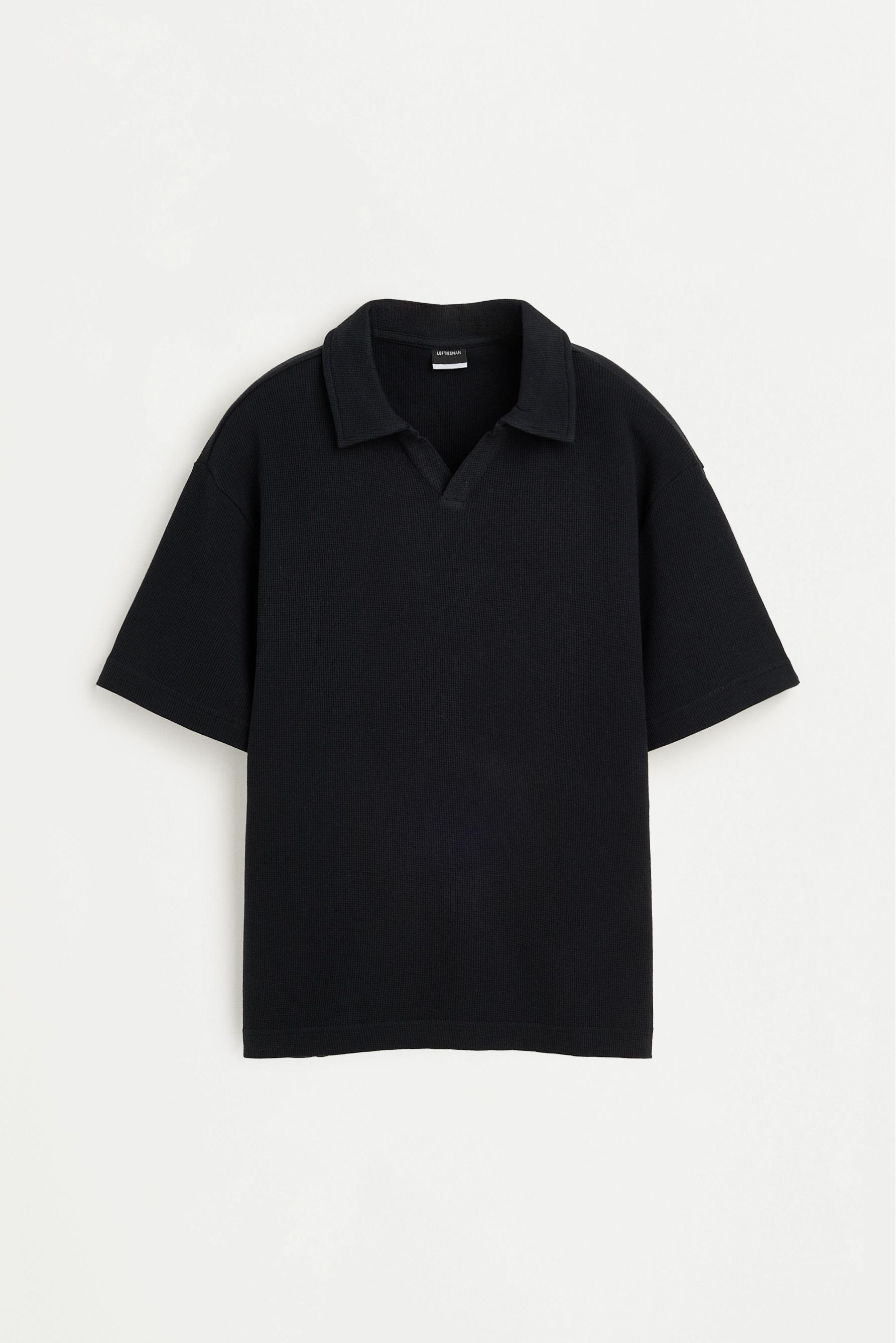 Waffle polo shirt — NAVY