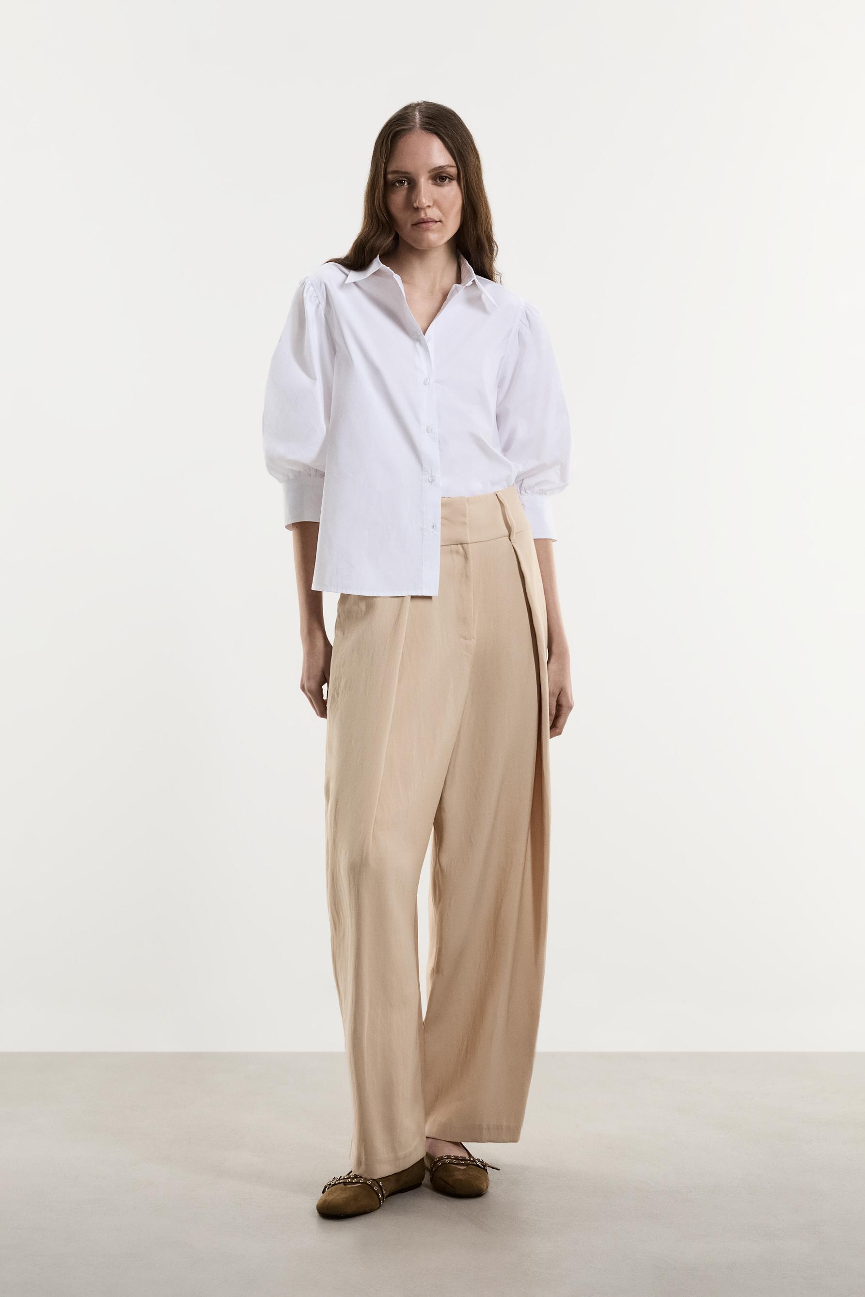 Balloon sleeve blouse — WHITE
