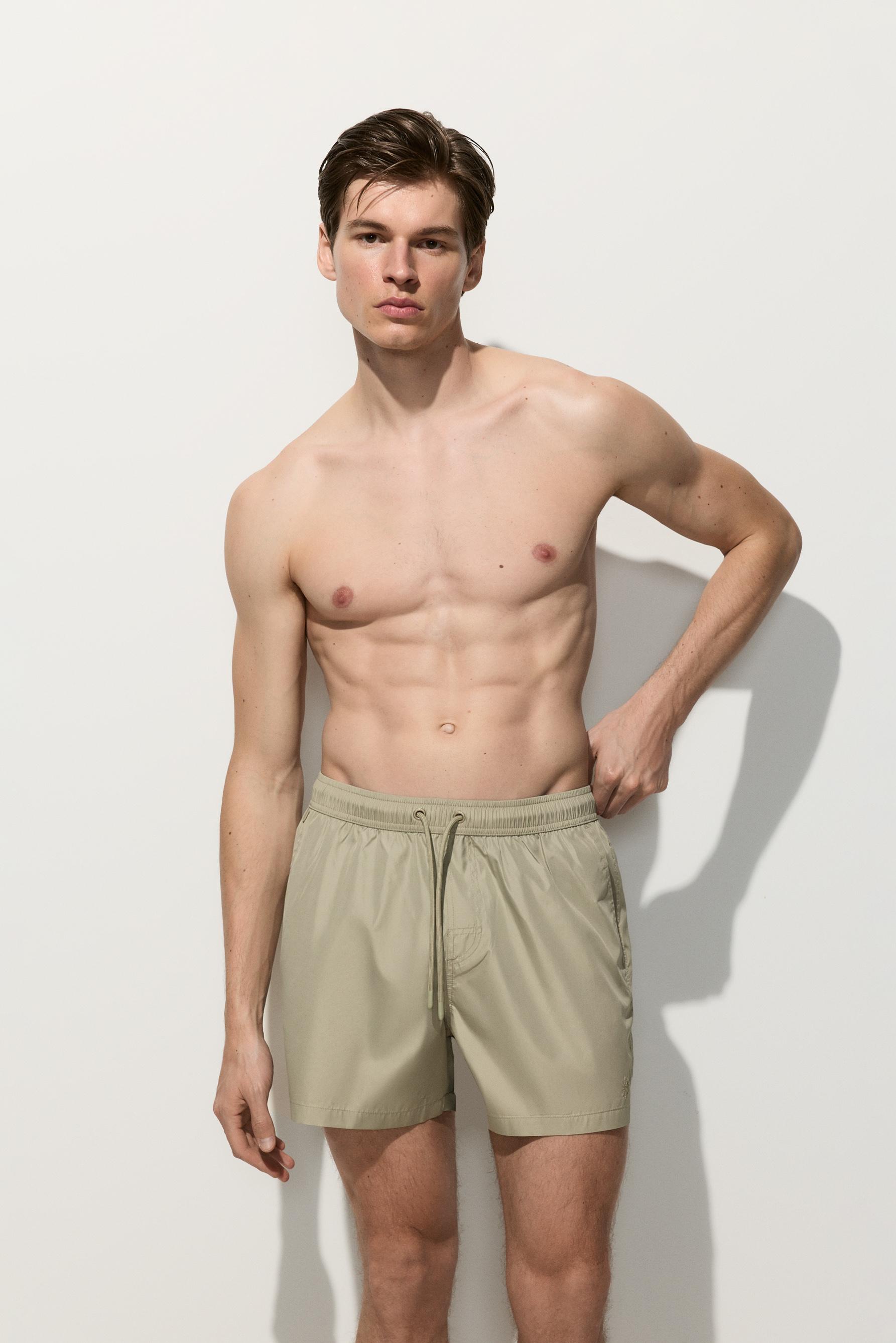 Basic regular fit swim shorts — PALE KHAKI