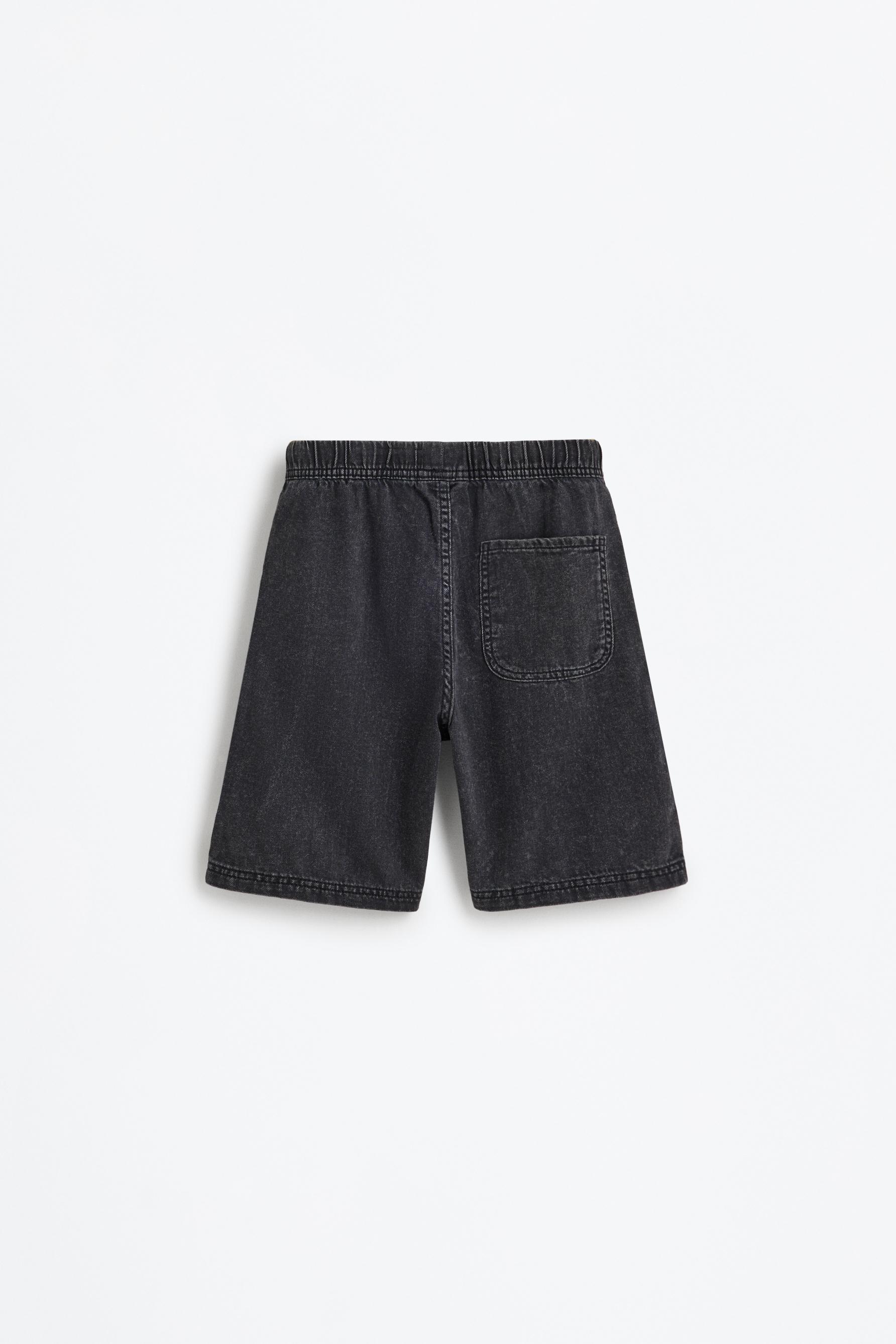 Denim jogger Bermuda shorts — FADED BLACK