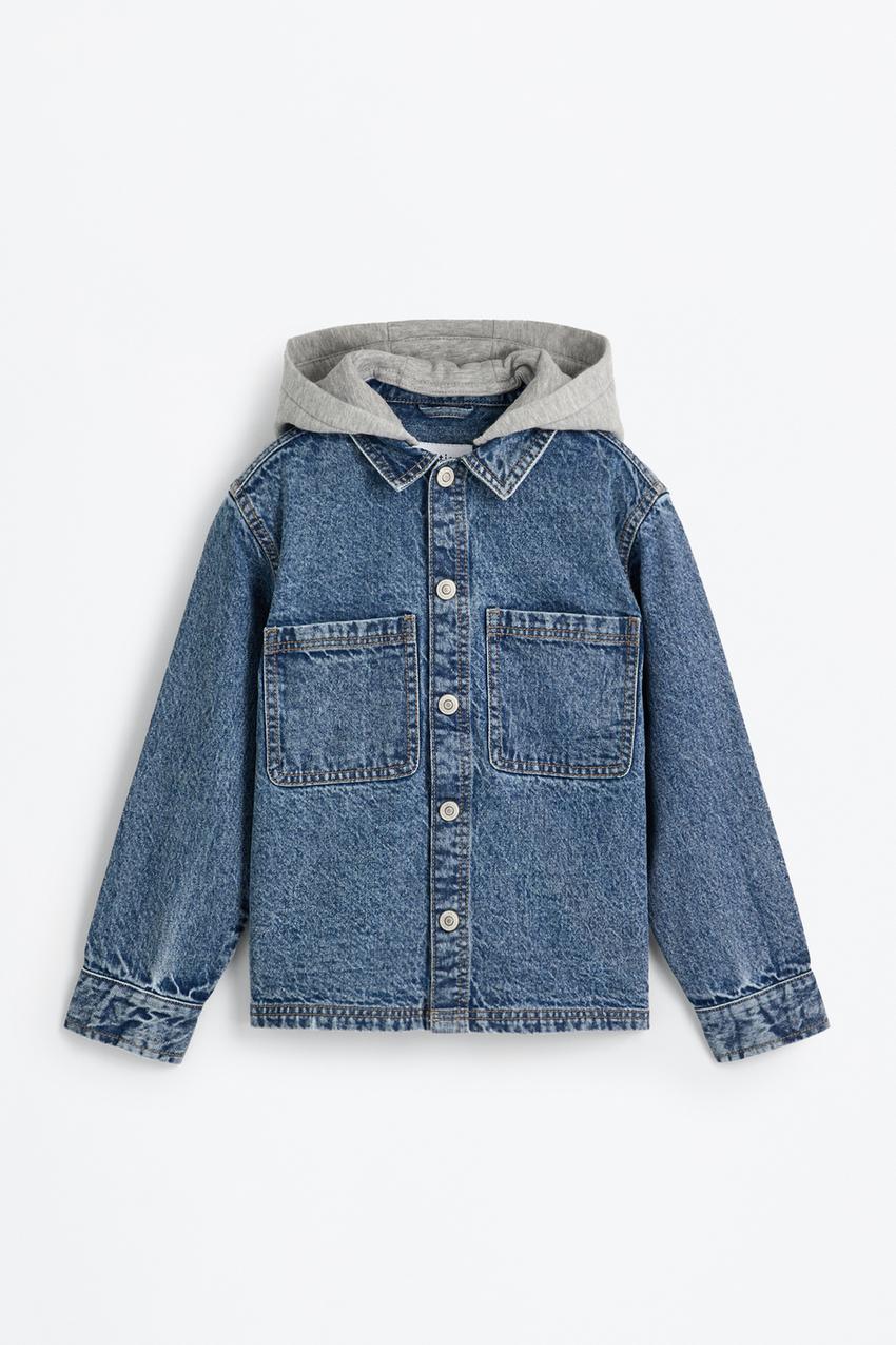 Hooded denim overshirt Jackets Coats CLOTHING Boy Kids