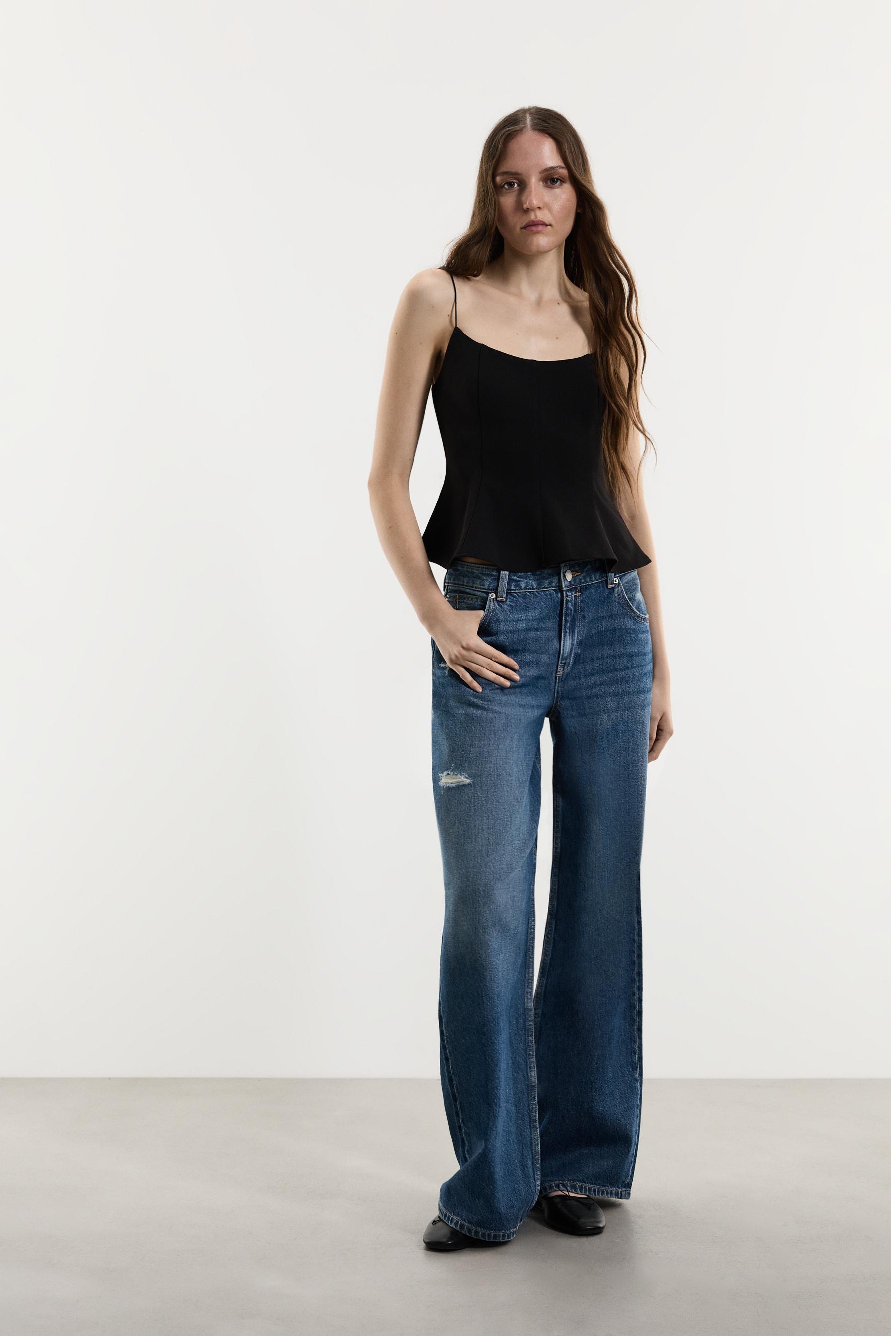 Thin strap bustier top — BLACK
