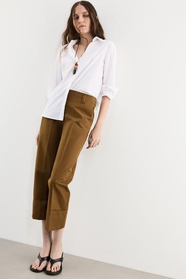 Straight-leg cuffed trousers — DARK KHAKI 1