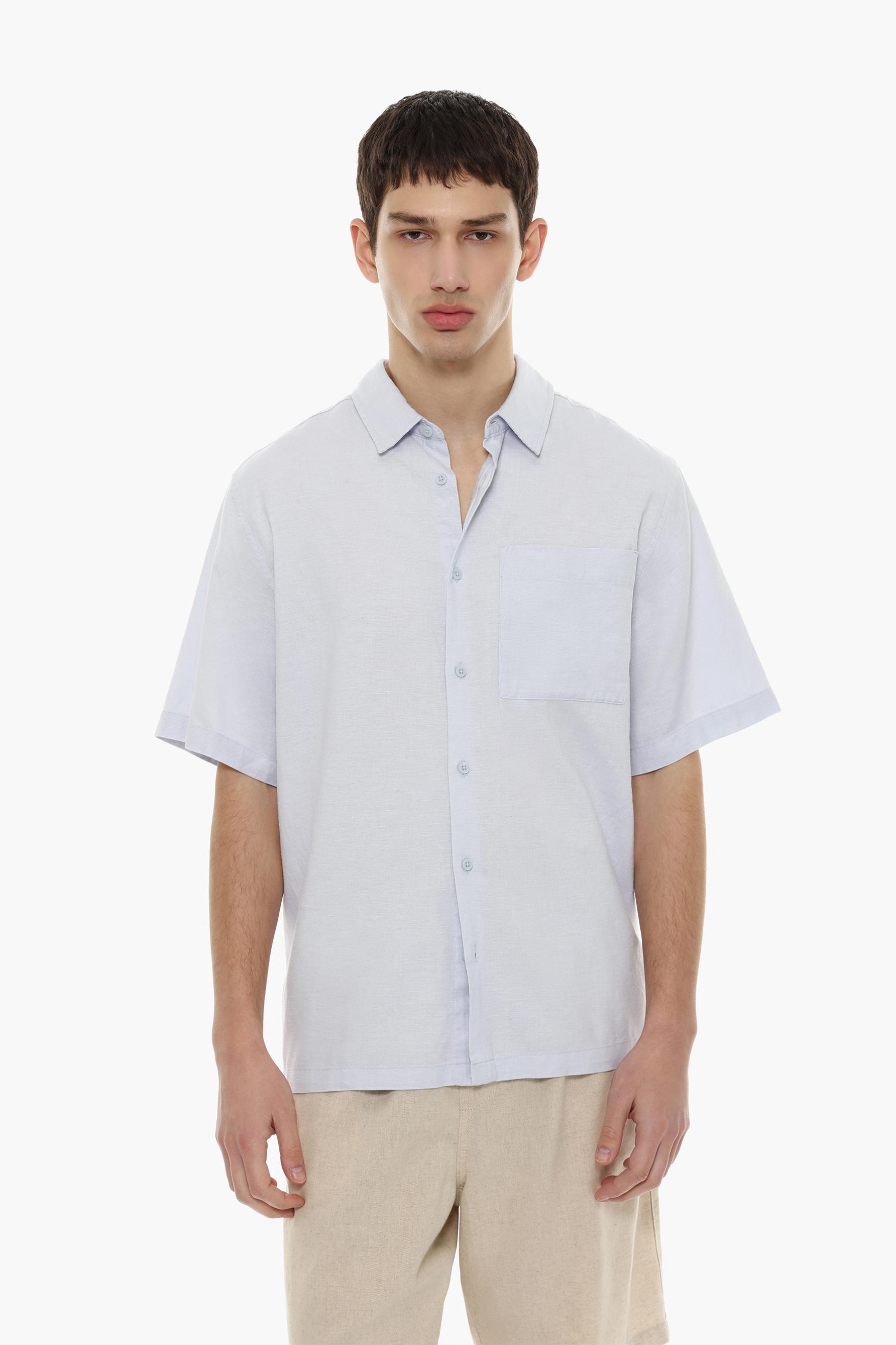 Camisa bolsillo con lino