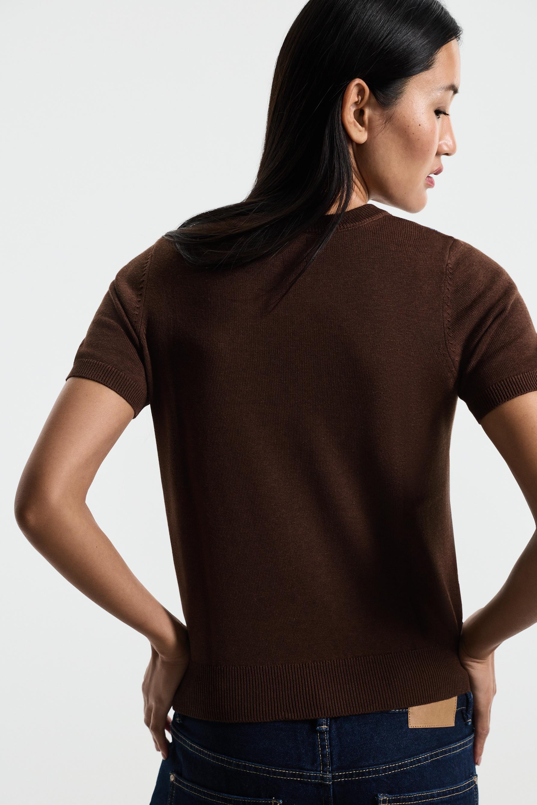 Argyle print sweater — BROWN
