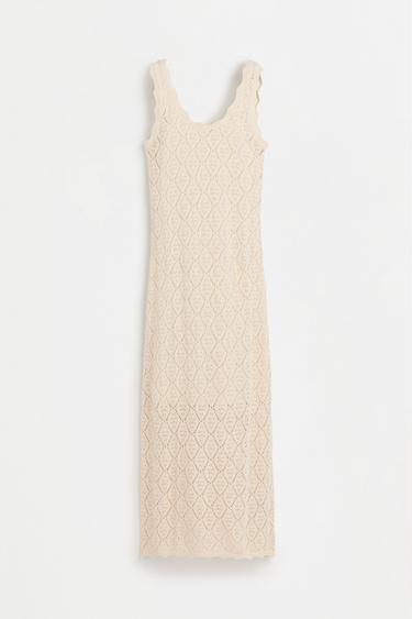 Cutwork knit midi dress — ECRU 6