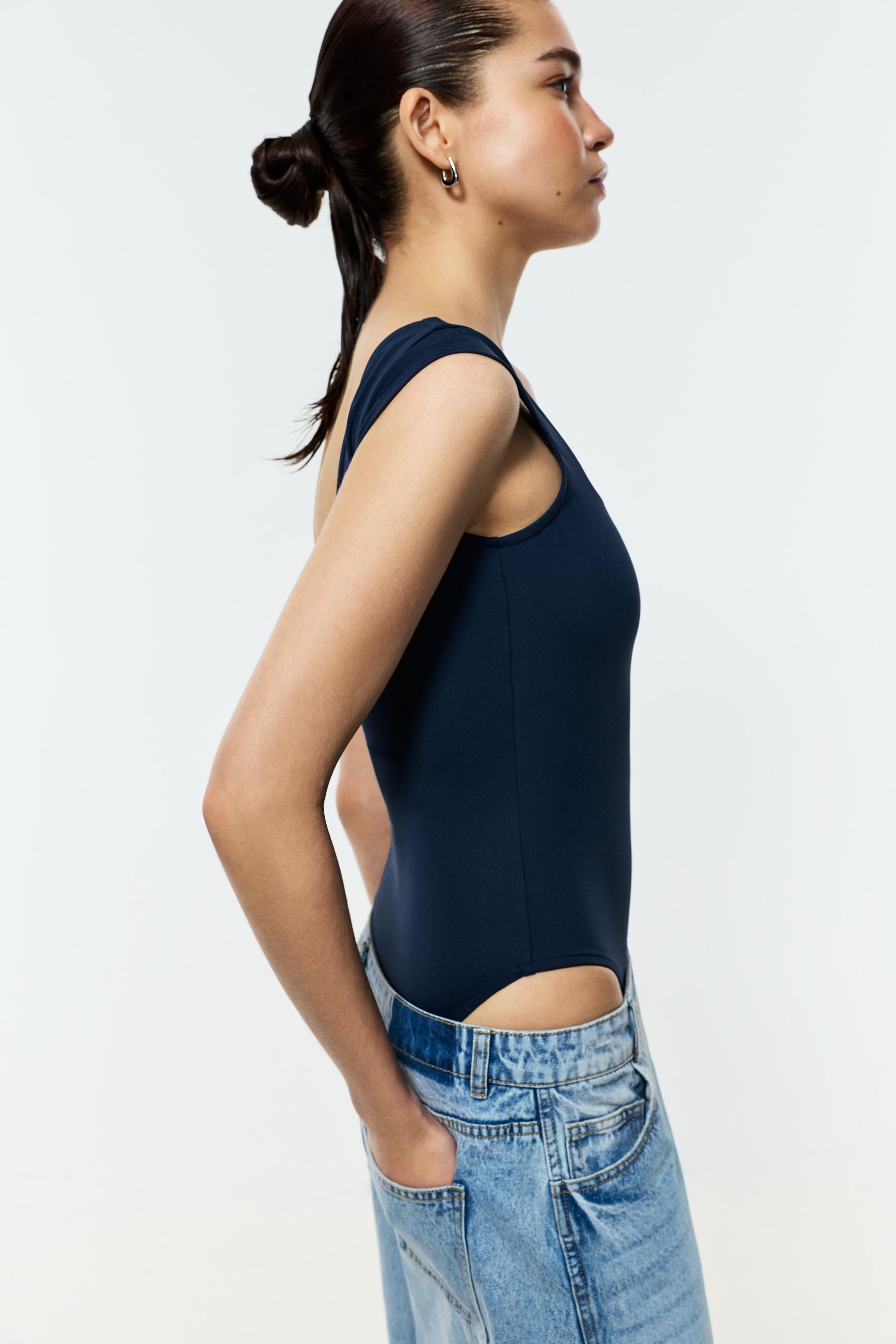 Short sleeve polyamide bodysuit — NAVY