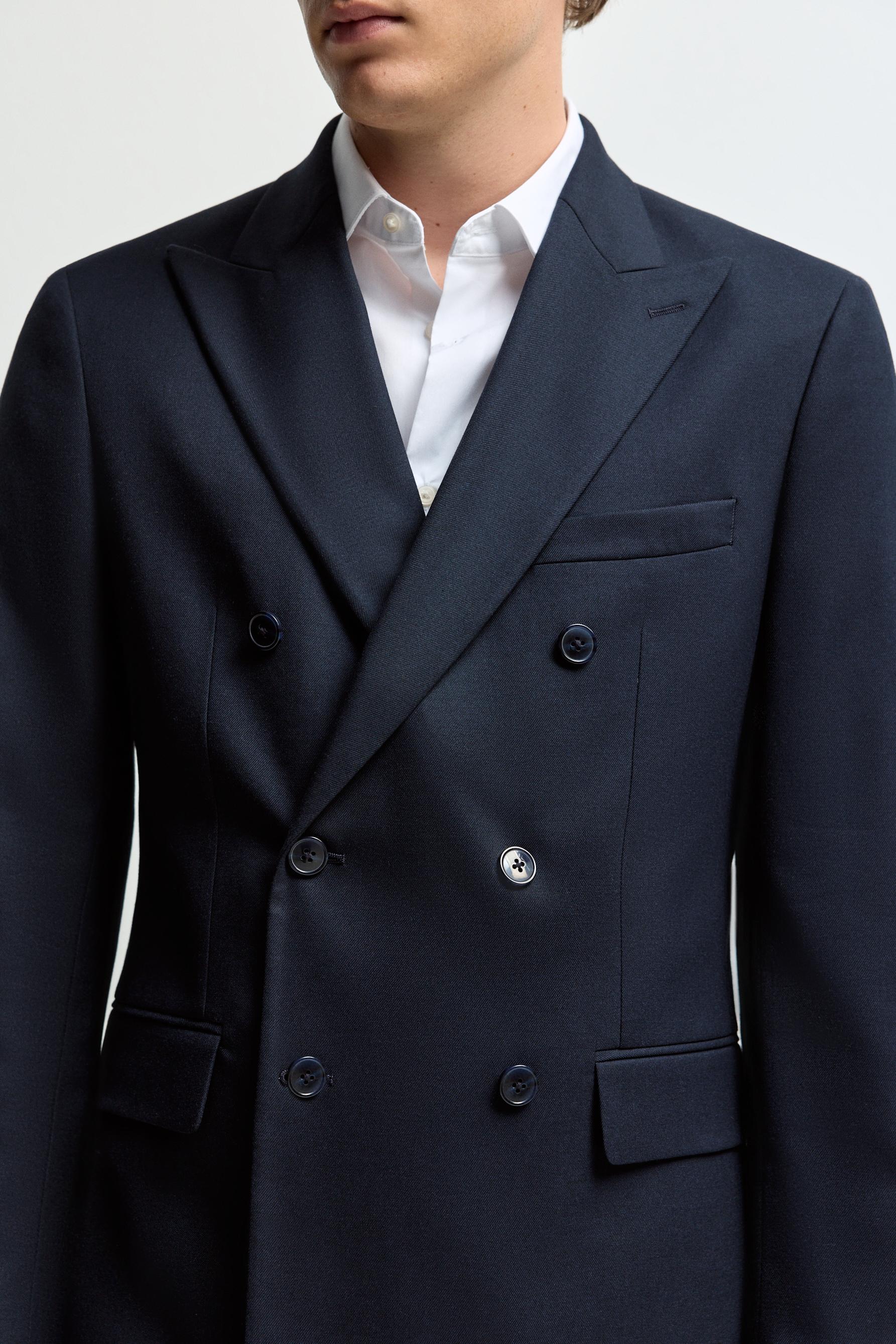 Slim fit double-breasted blazer — NAVY