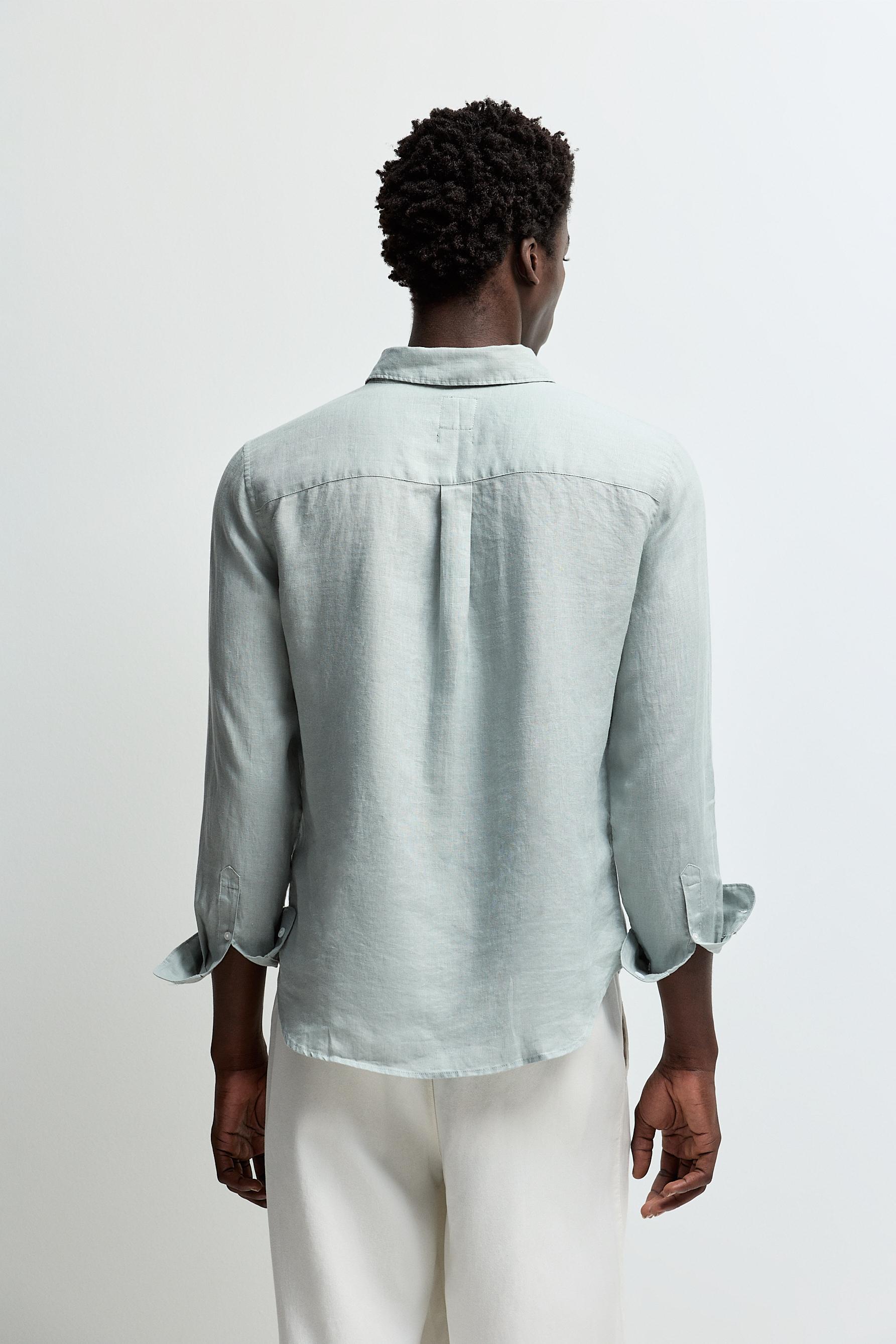 100% linen shirt — WATER GREEN