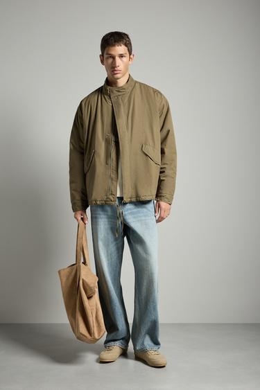 Padded high collar jacket — KHAKI 2