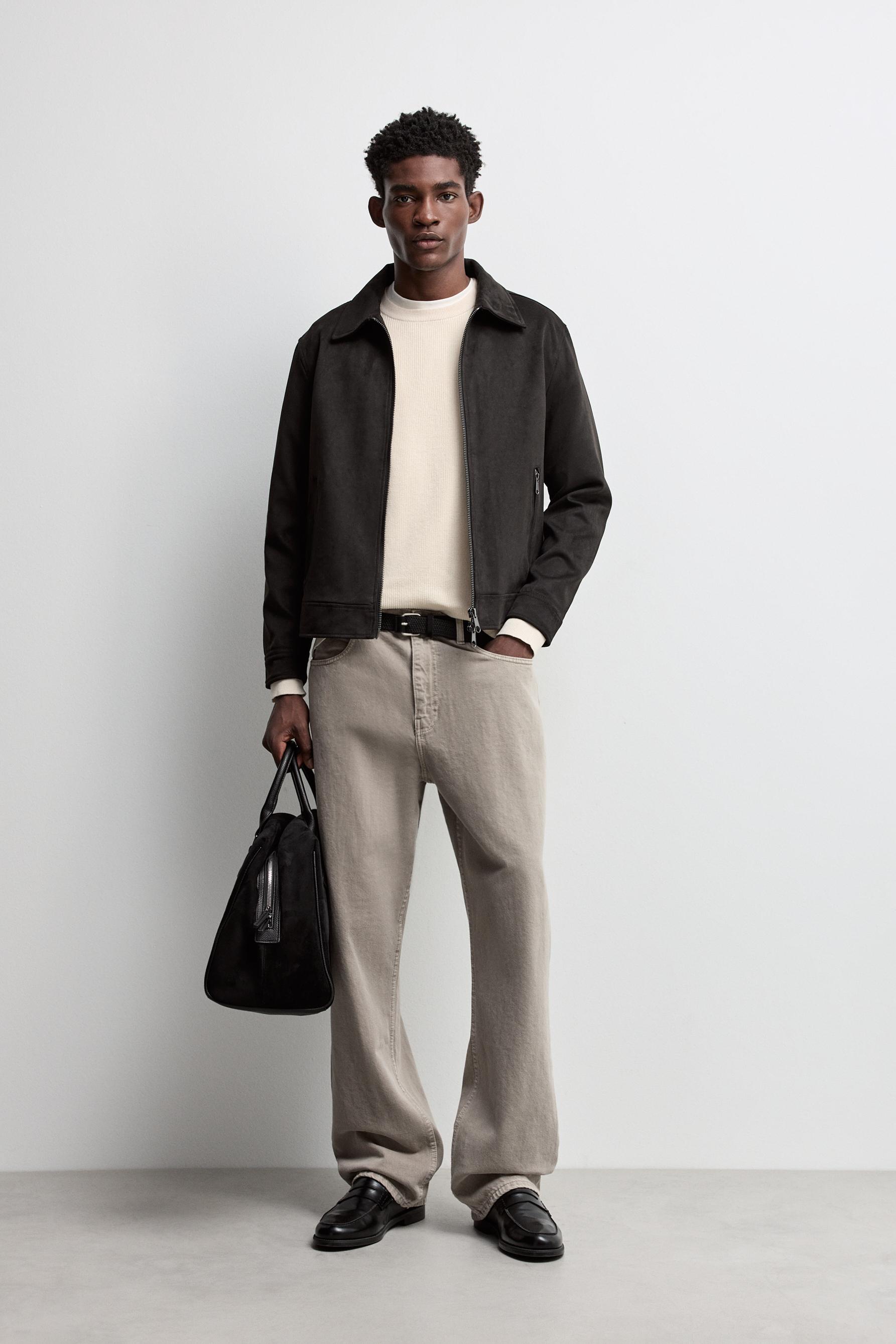 Faux suede jacket — BLACK