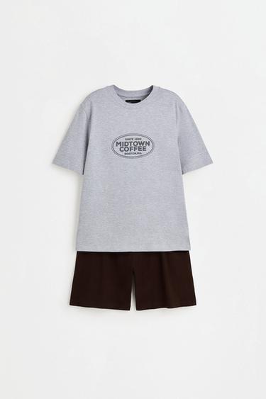 Short printed pyjamas — GREY MARL 6