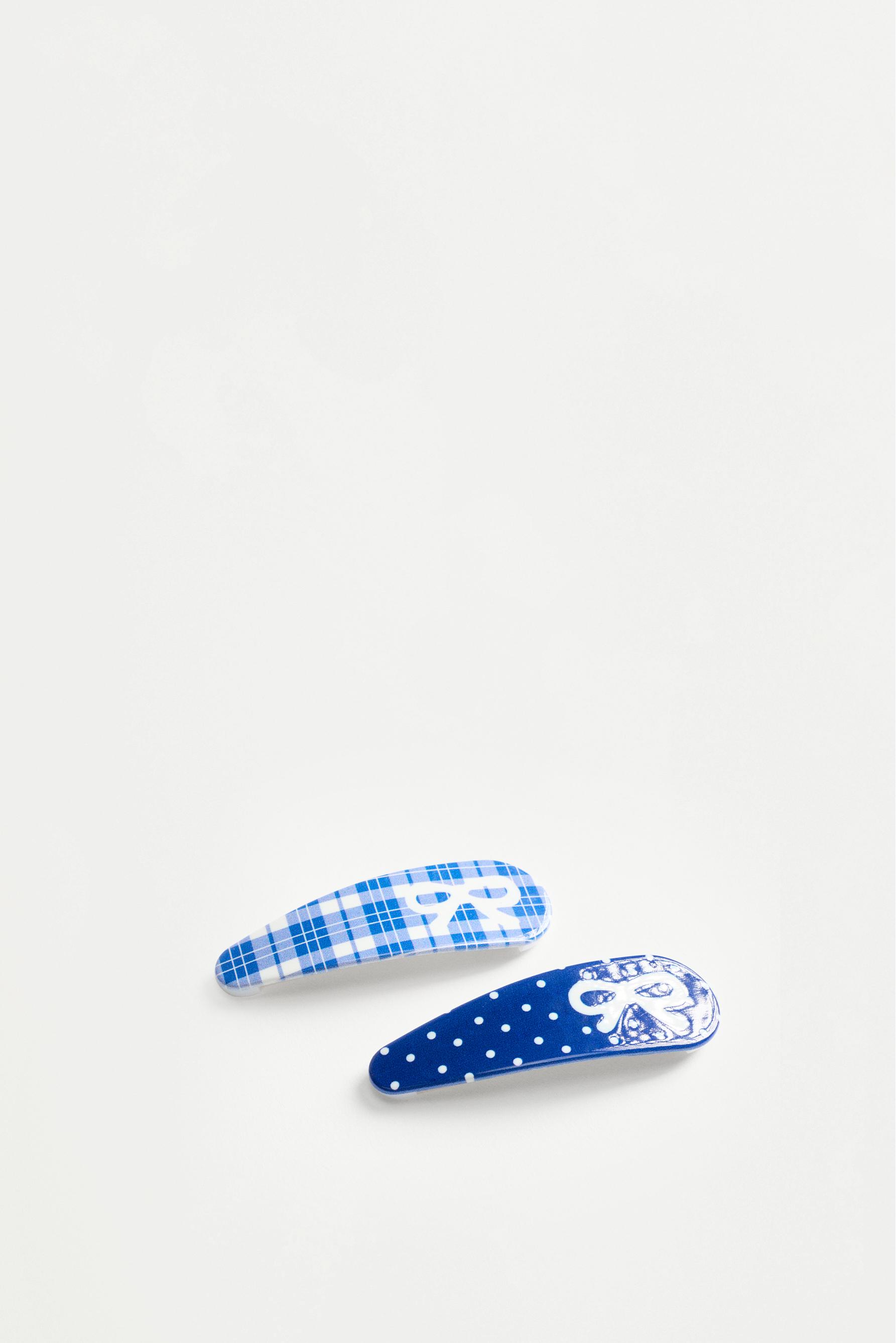 Hair accessory set with clips and scrunchies — BLUE