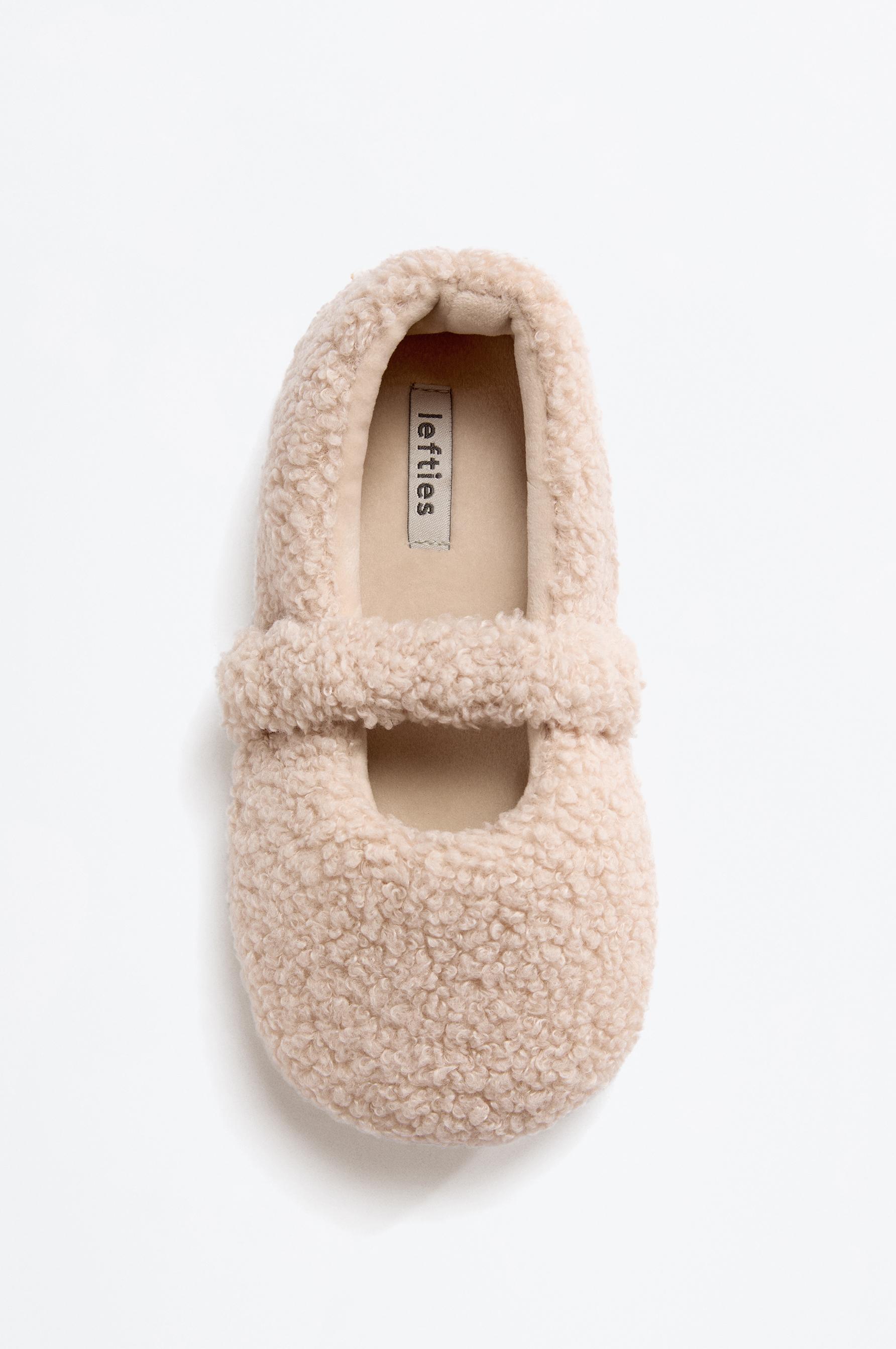 Girls' faux fur ballerina slippers — BEIGE