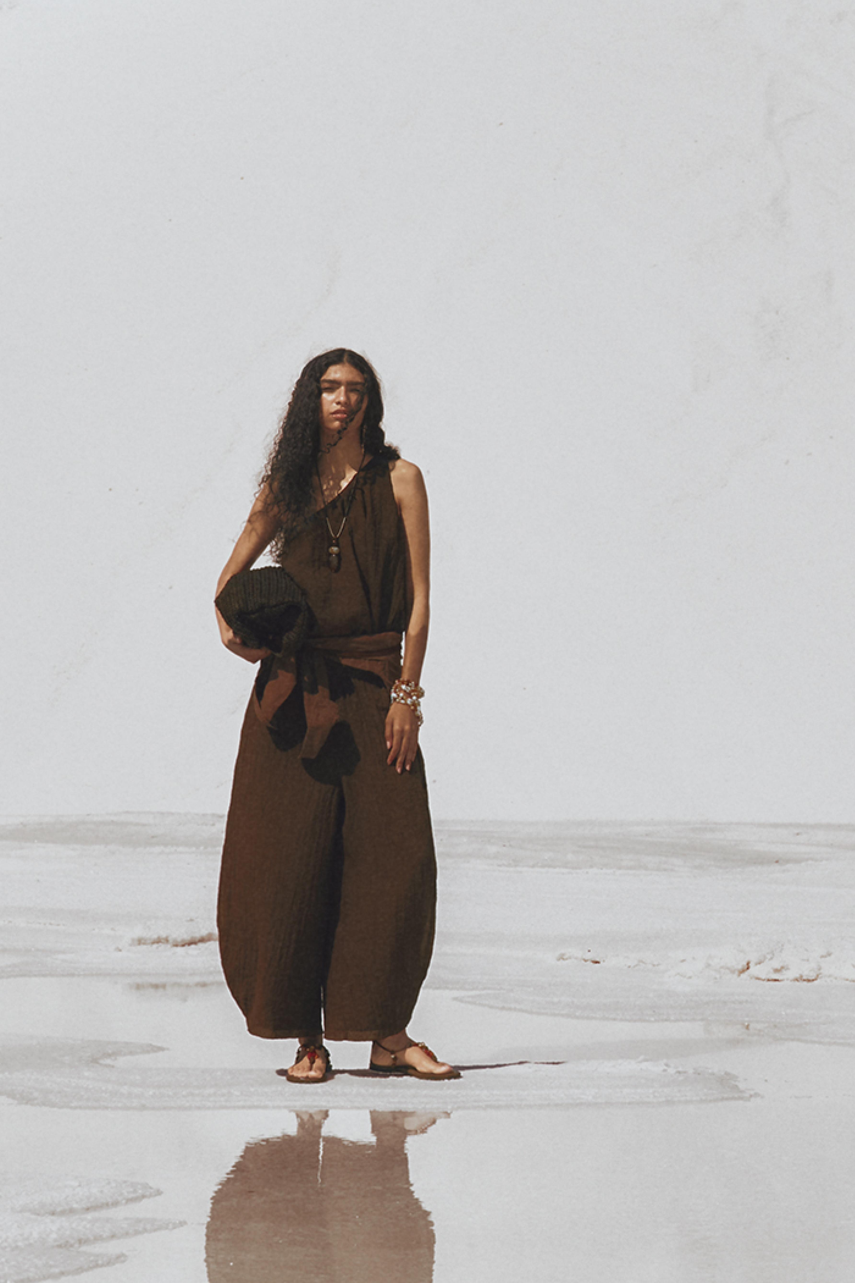 Textured sarouel trousers — BROWN