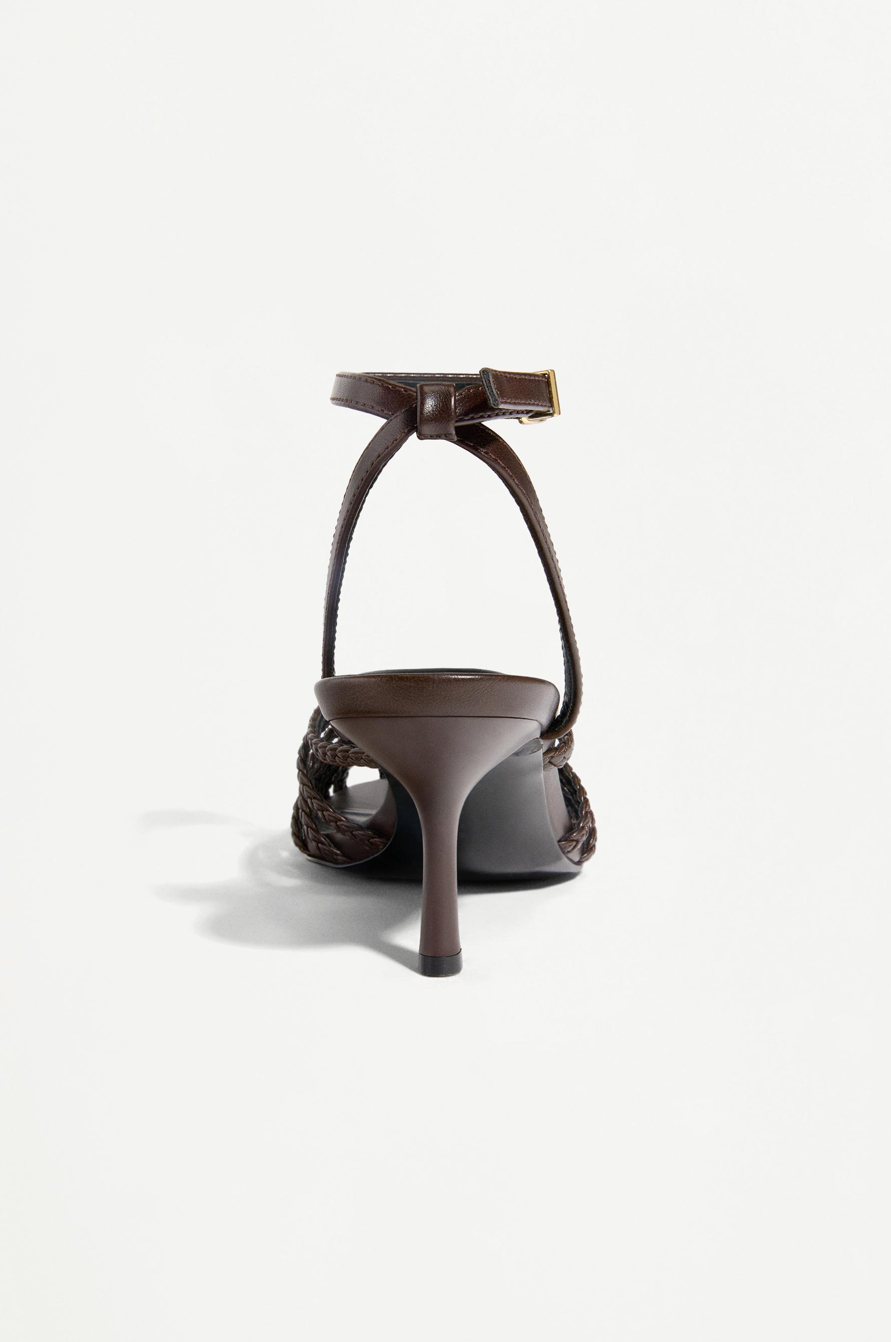 Heeled cage sandals — BROWN