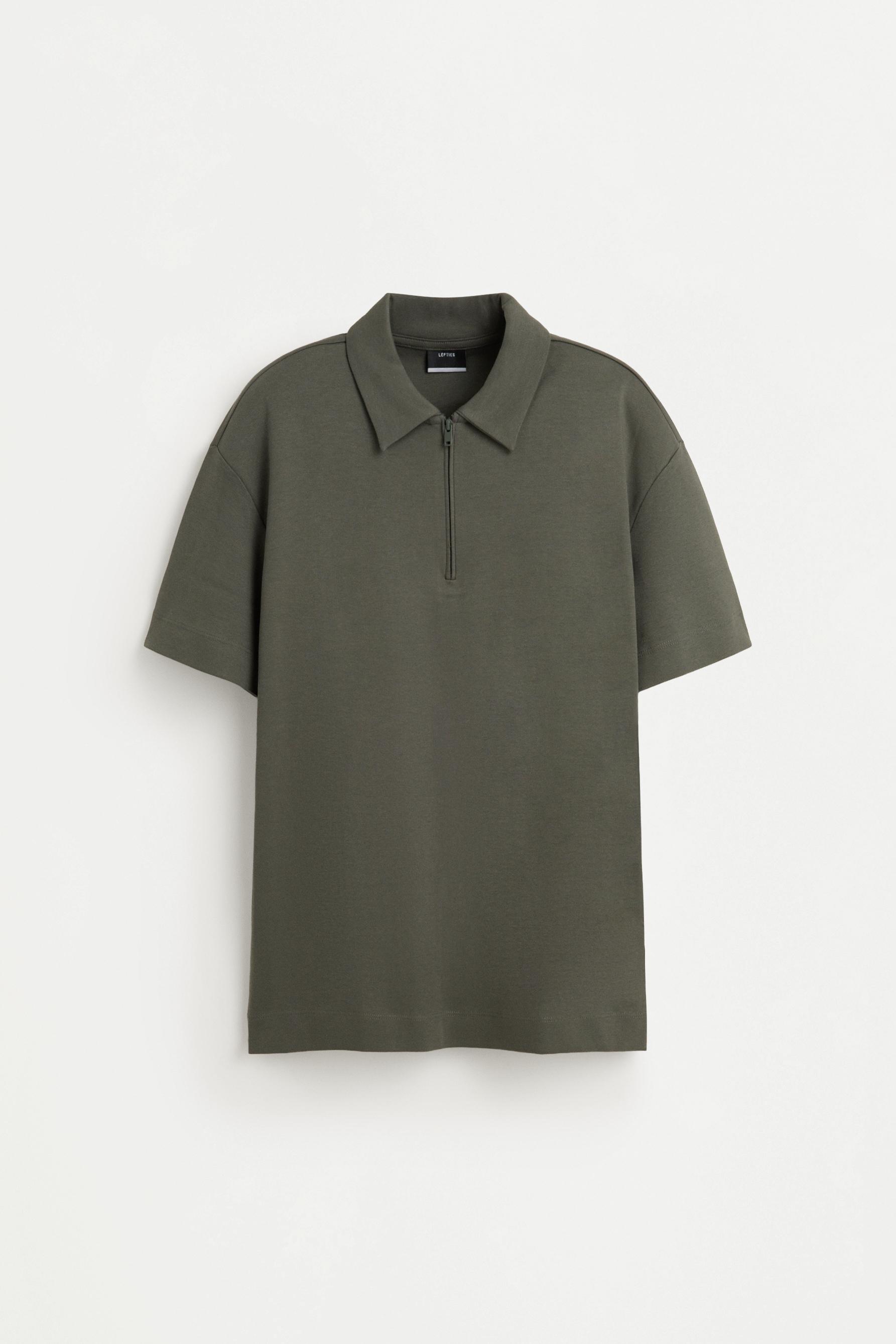 Interlock zip-up polo shirt — GREEN