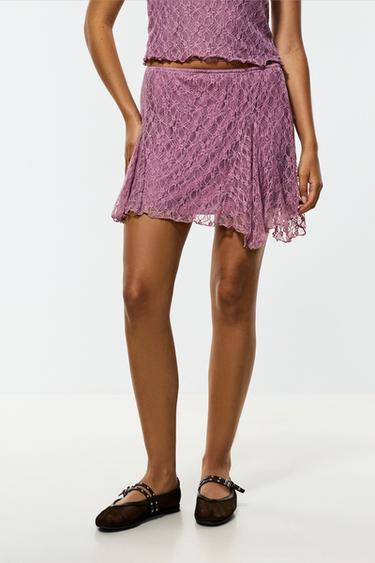 Lace mini skirt — DARK MAUVE 3