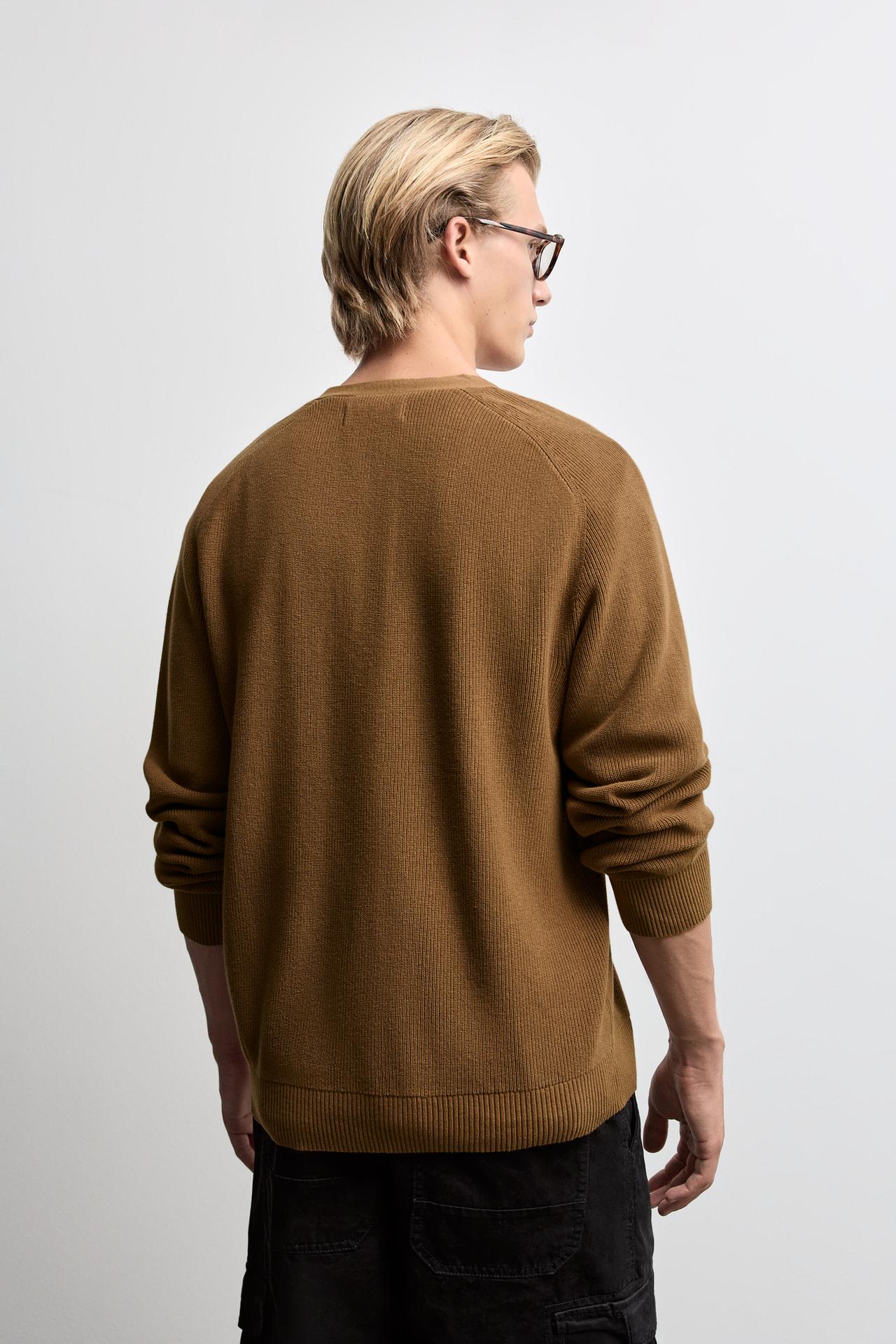 Textured cardigan — TOBACCO BROWN