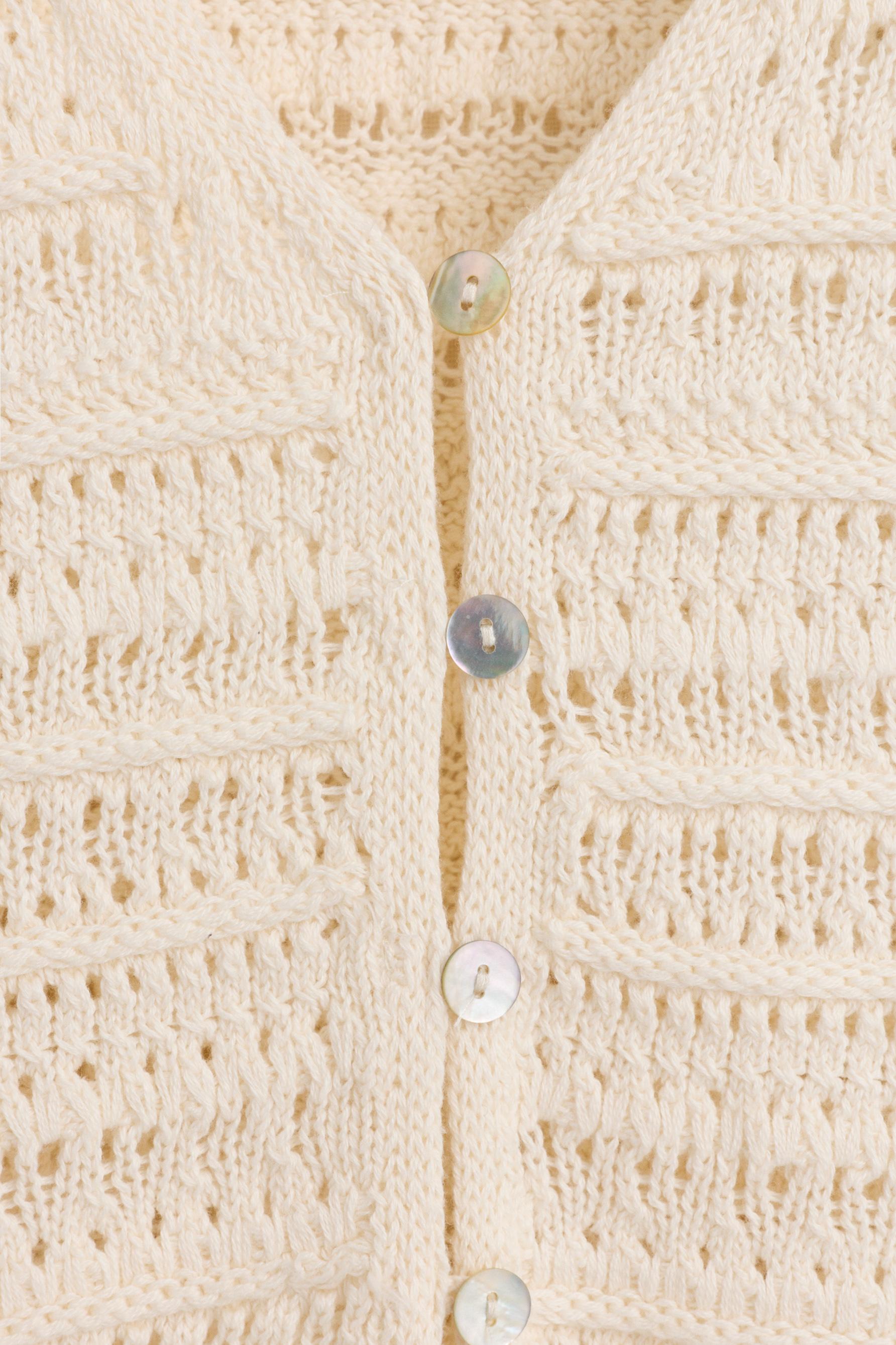 Cutwork knit top — BEIGE