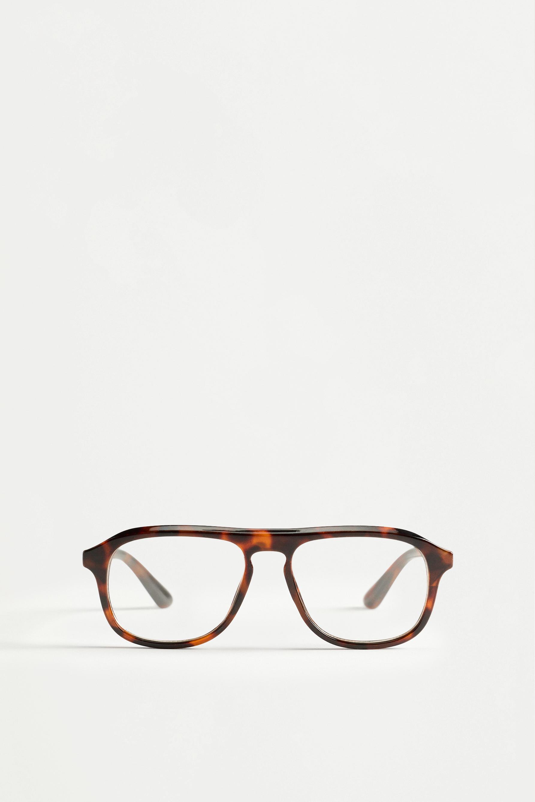 Tortoiseshell effect rectangular glasses — BROWN (alternate view)