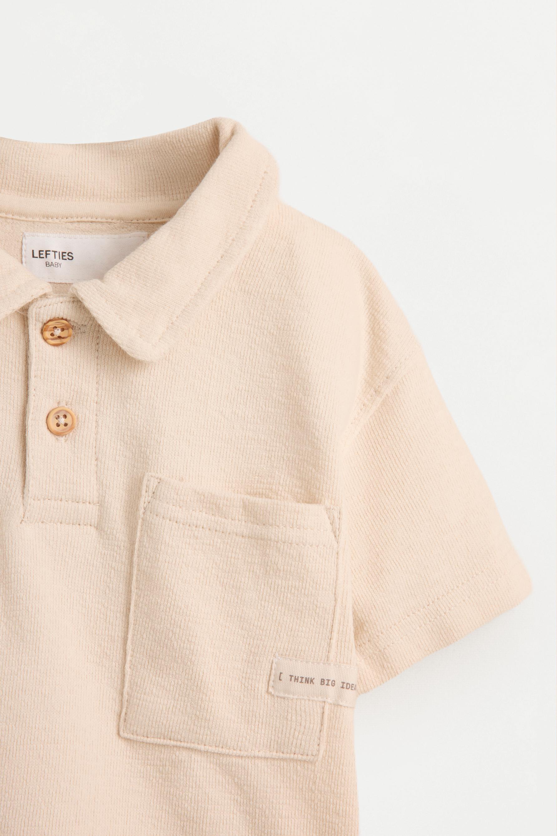 Rustic polo shirt and Bermuda shorts set — ECRU