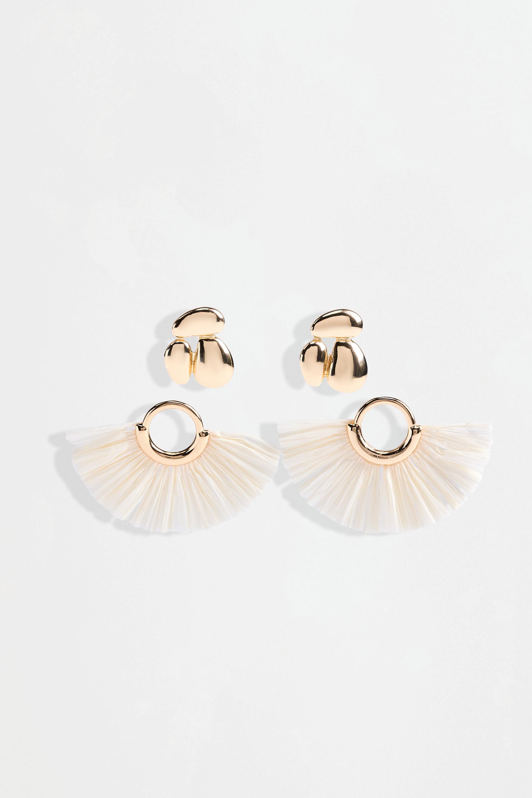 Mismatched earrings (2-pack) — ECRU/BEIGE