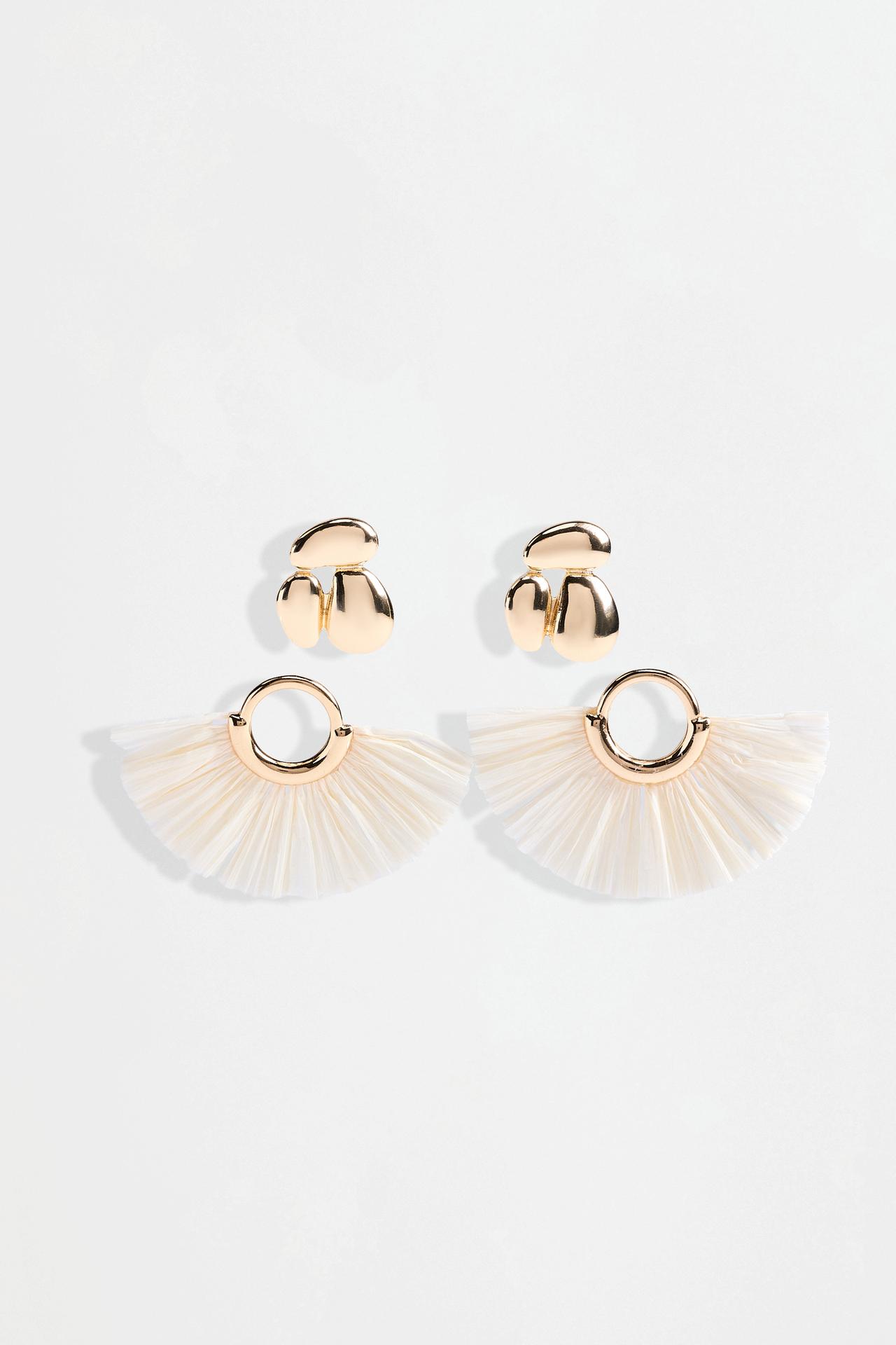 Mismatched earrings (2-pack) — ECRU/BEIGE