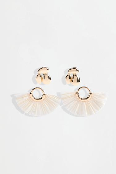 Mismatched earrings (2-pack) — ECRU/BEIGE 1