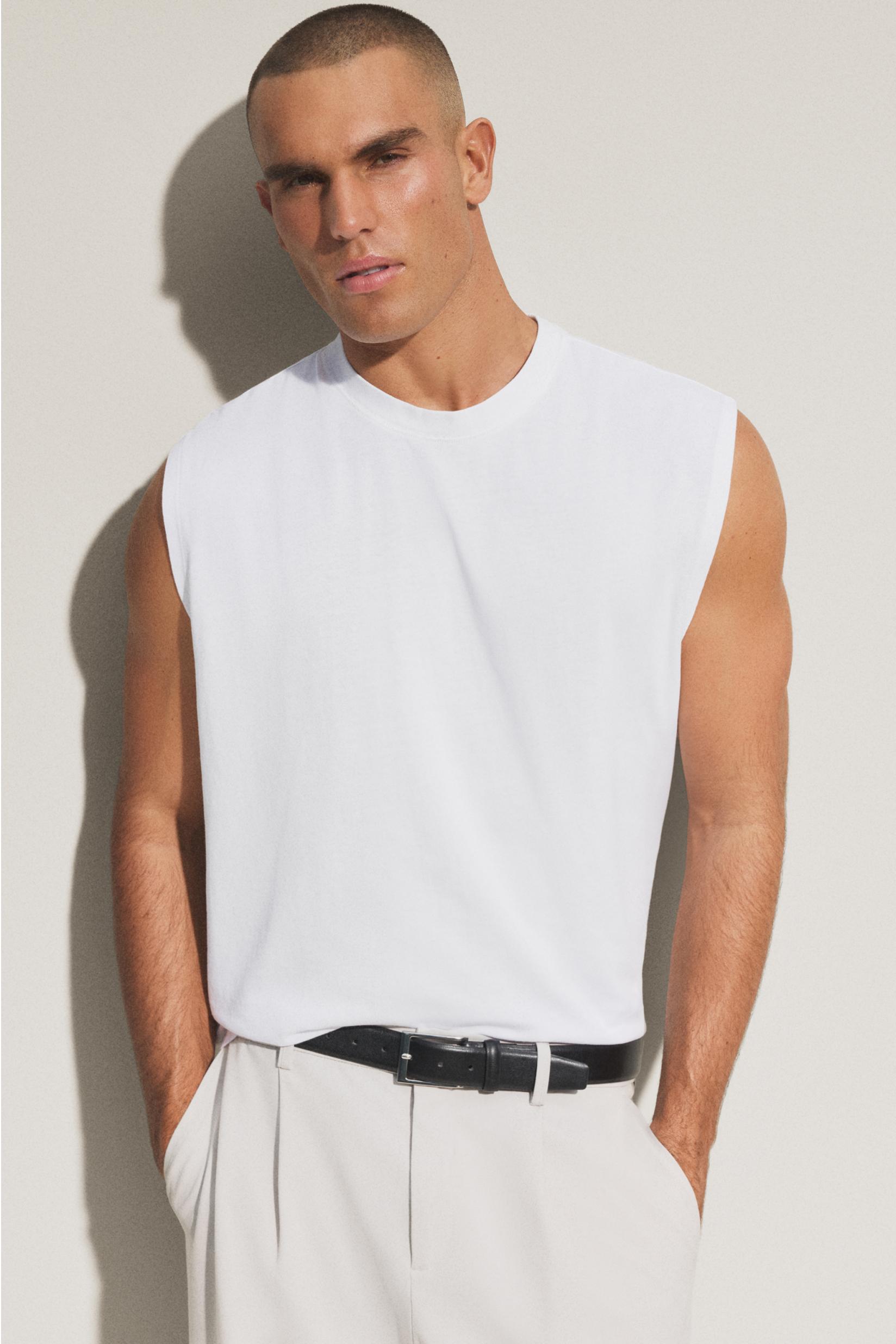 Faded-effect sleeveless T-shirt — OFF WHITE