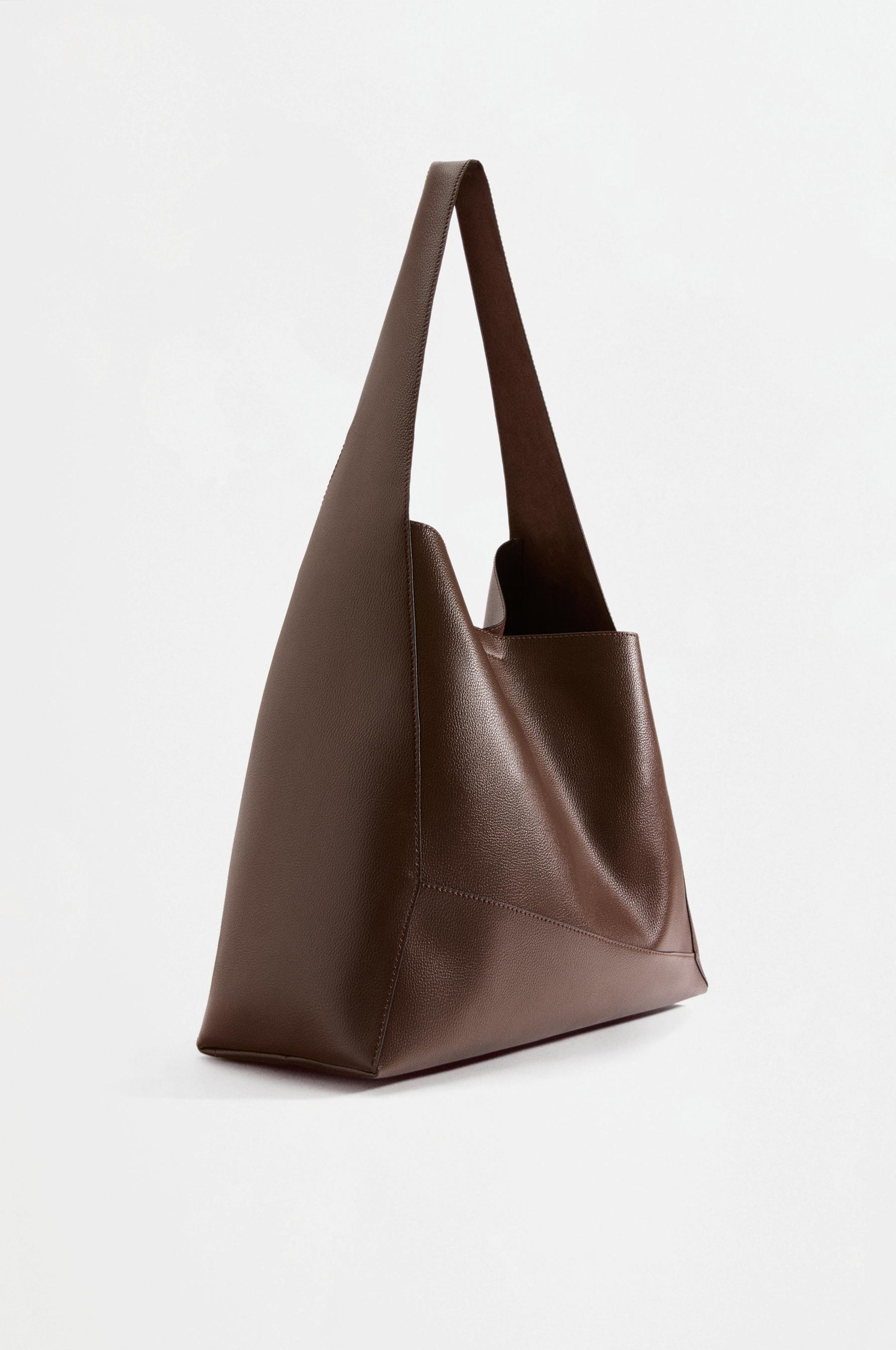 Asymmetric shopper bag — BROWN