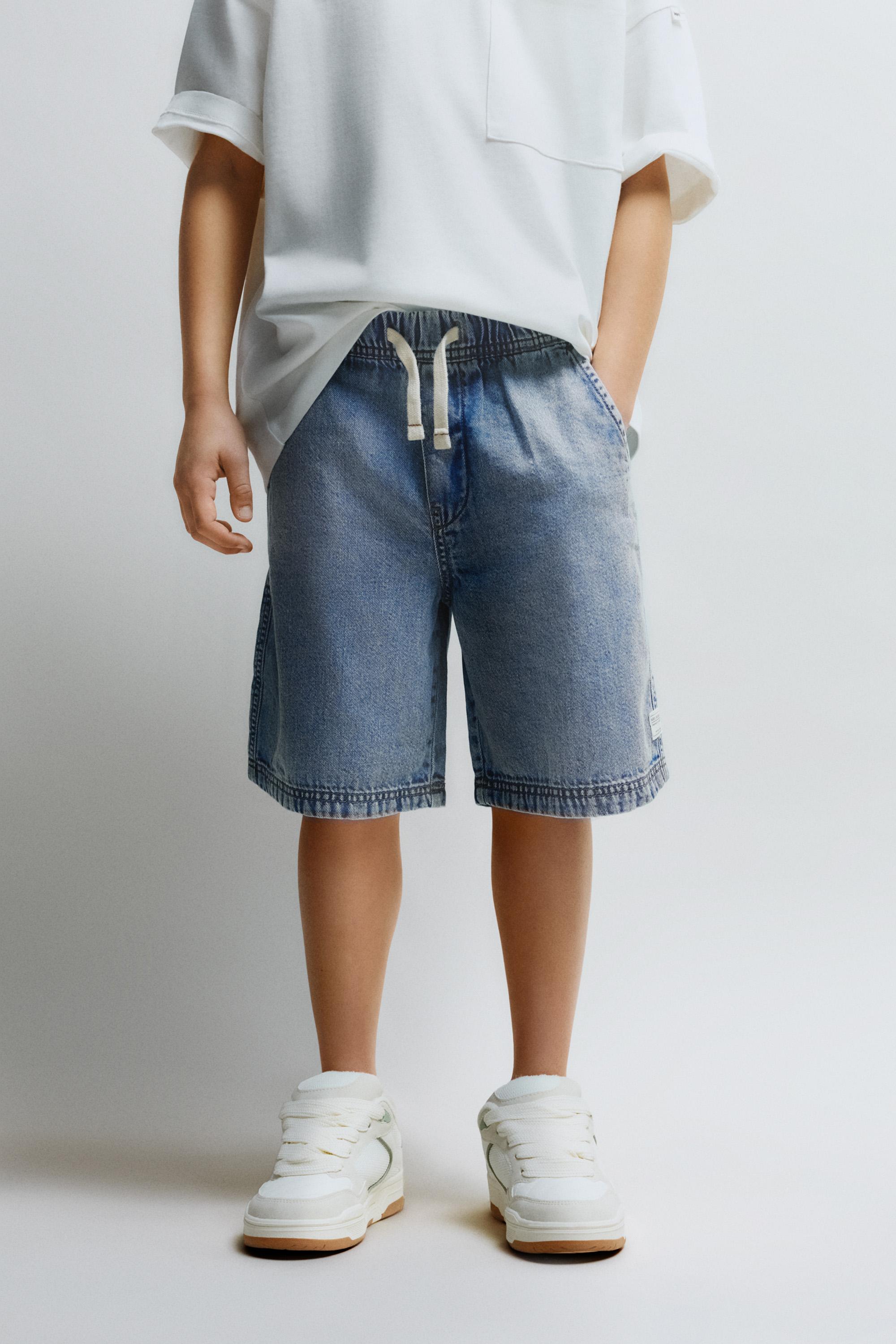 Denim jogger Bermuda shorts — INDIGO