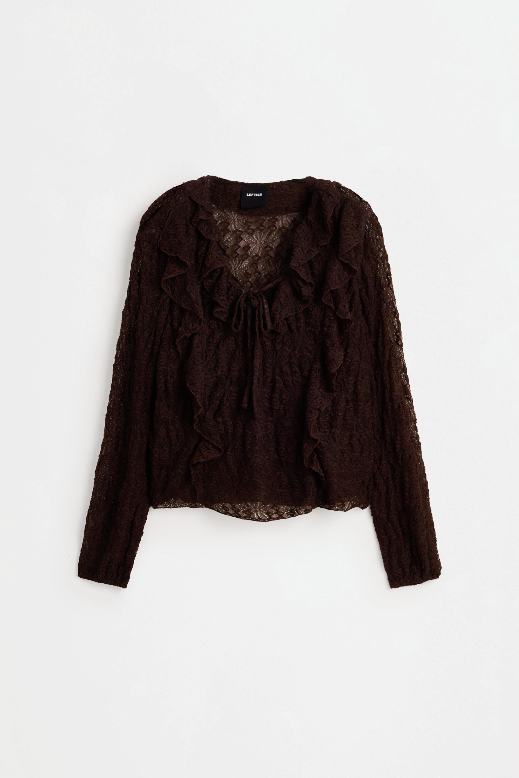 Ruffle lace top — CHOCOLATE