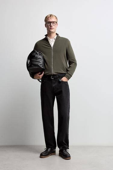 Mock-neck zip sweater — DARK GREEN 2
