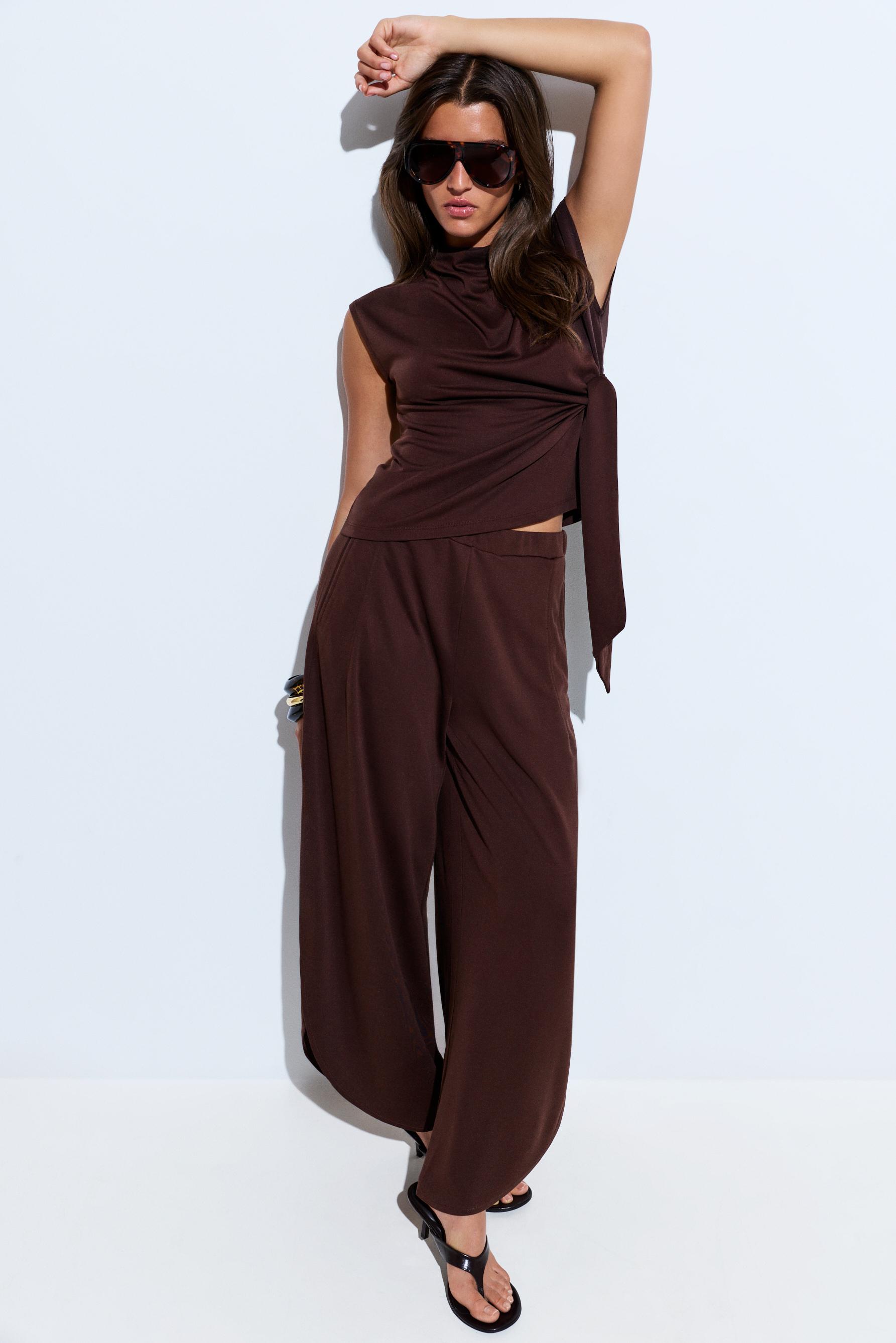 Split detail culottes — CHOCOLATE