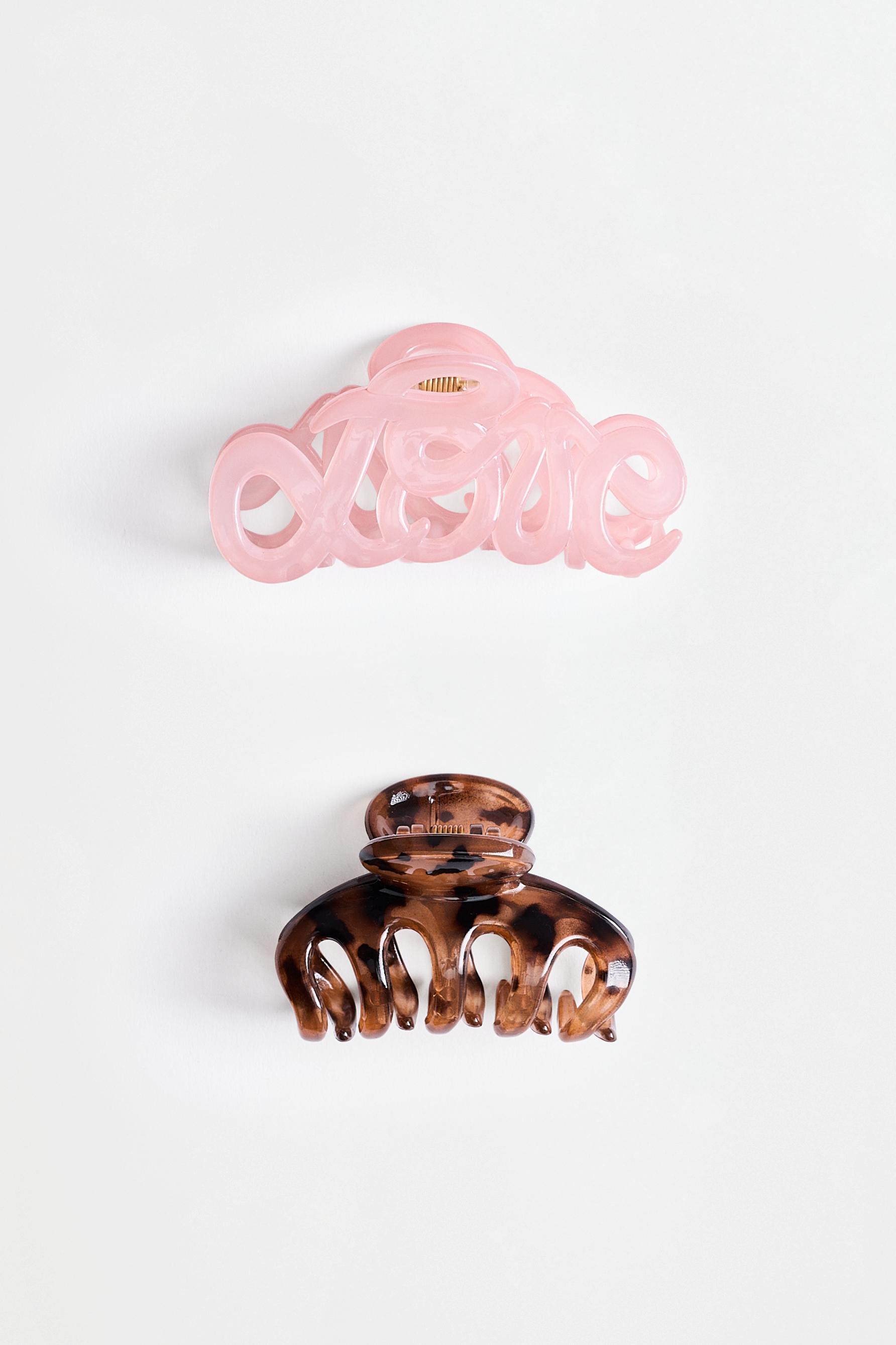 Mixed hair clips (2-pack) — PINK