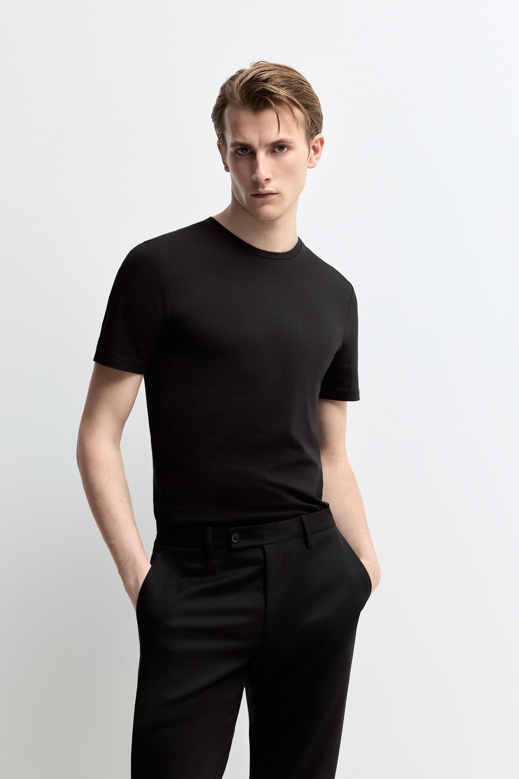 Soft slim fit T-shirt — BLACK