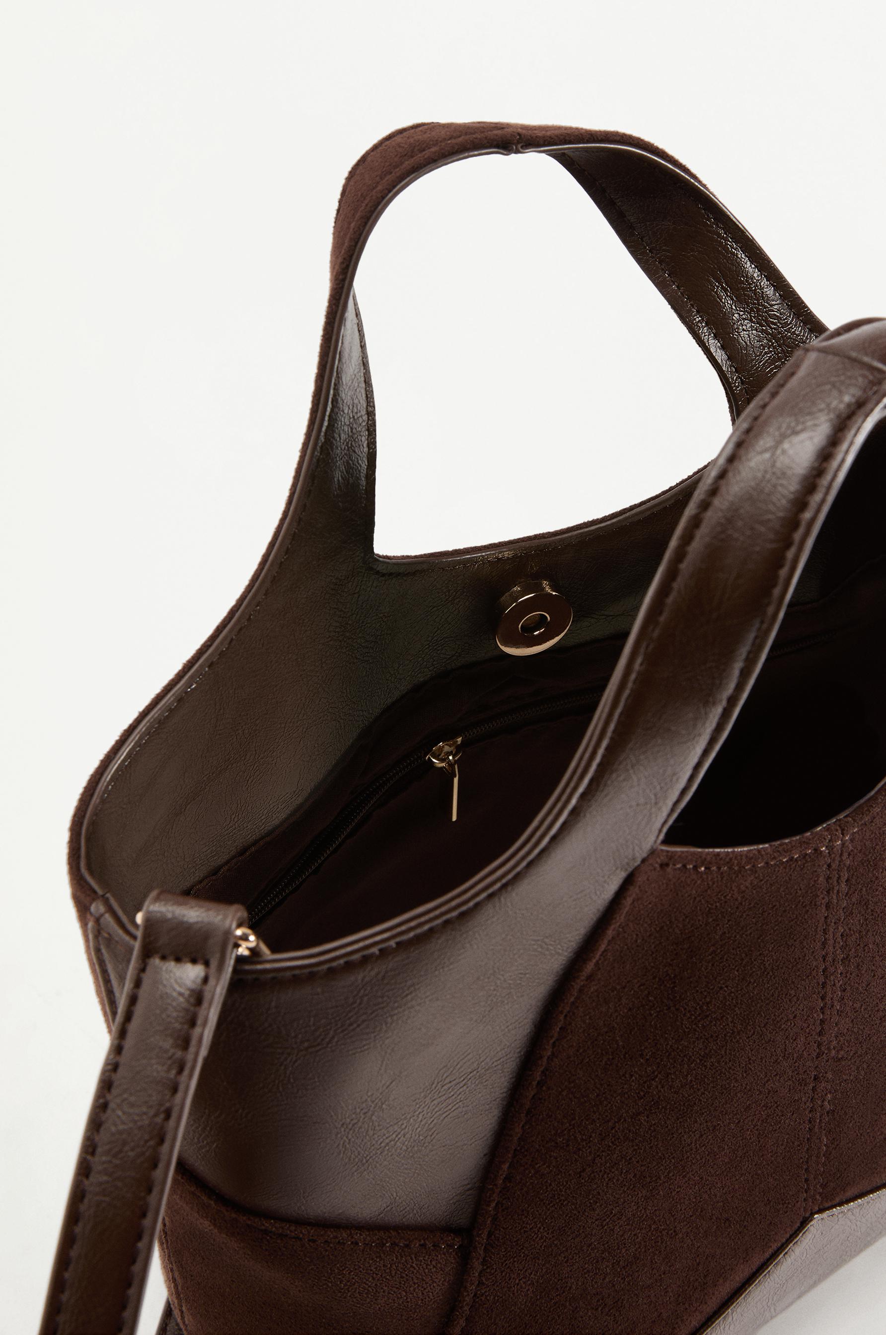Patchwork crossbody bag — BROWN