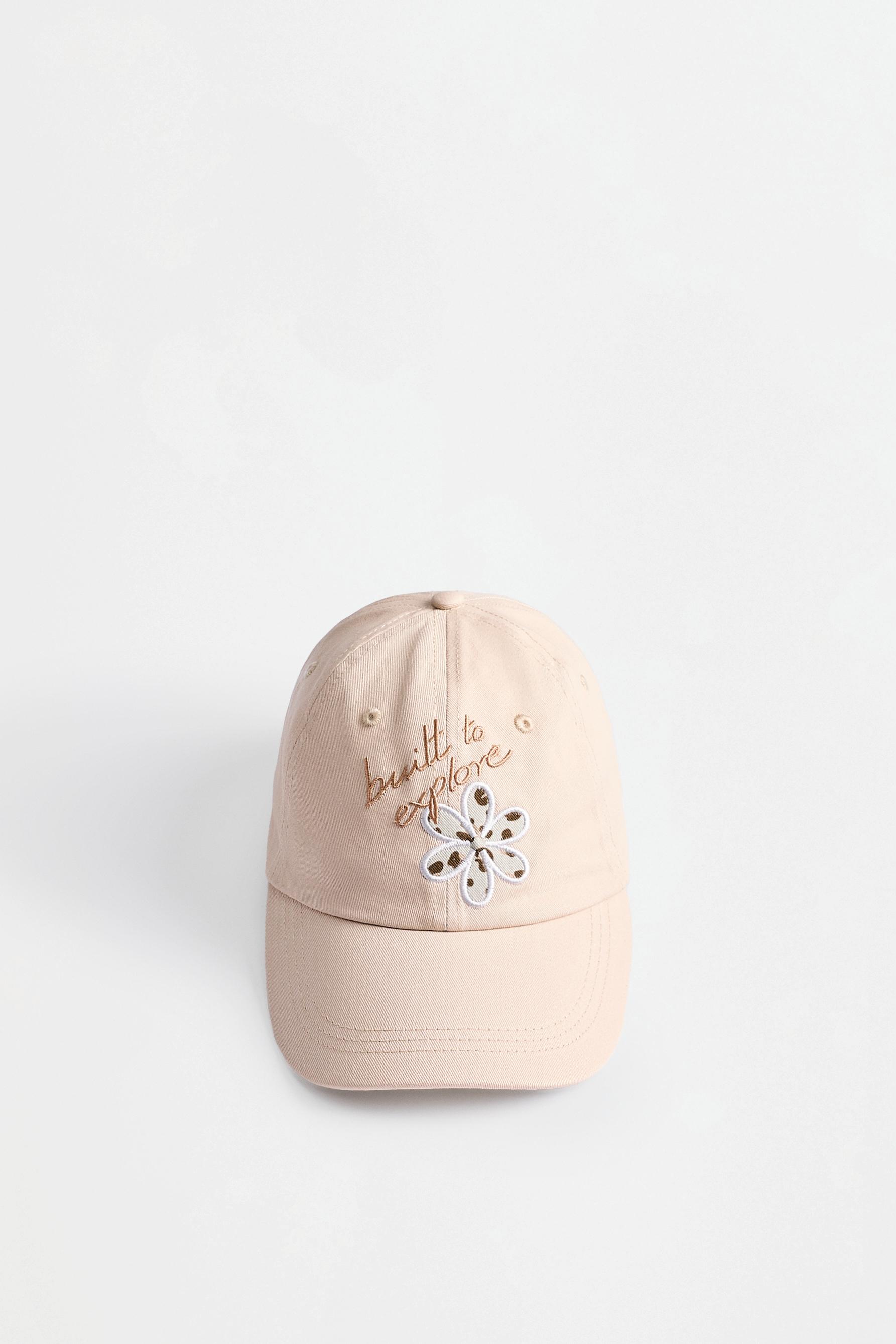 Embroidered cap — PALE ECRU