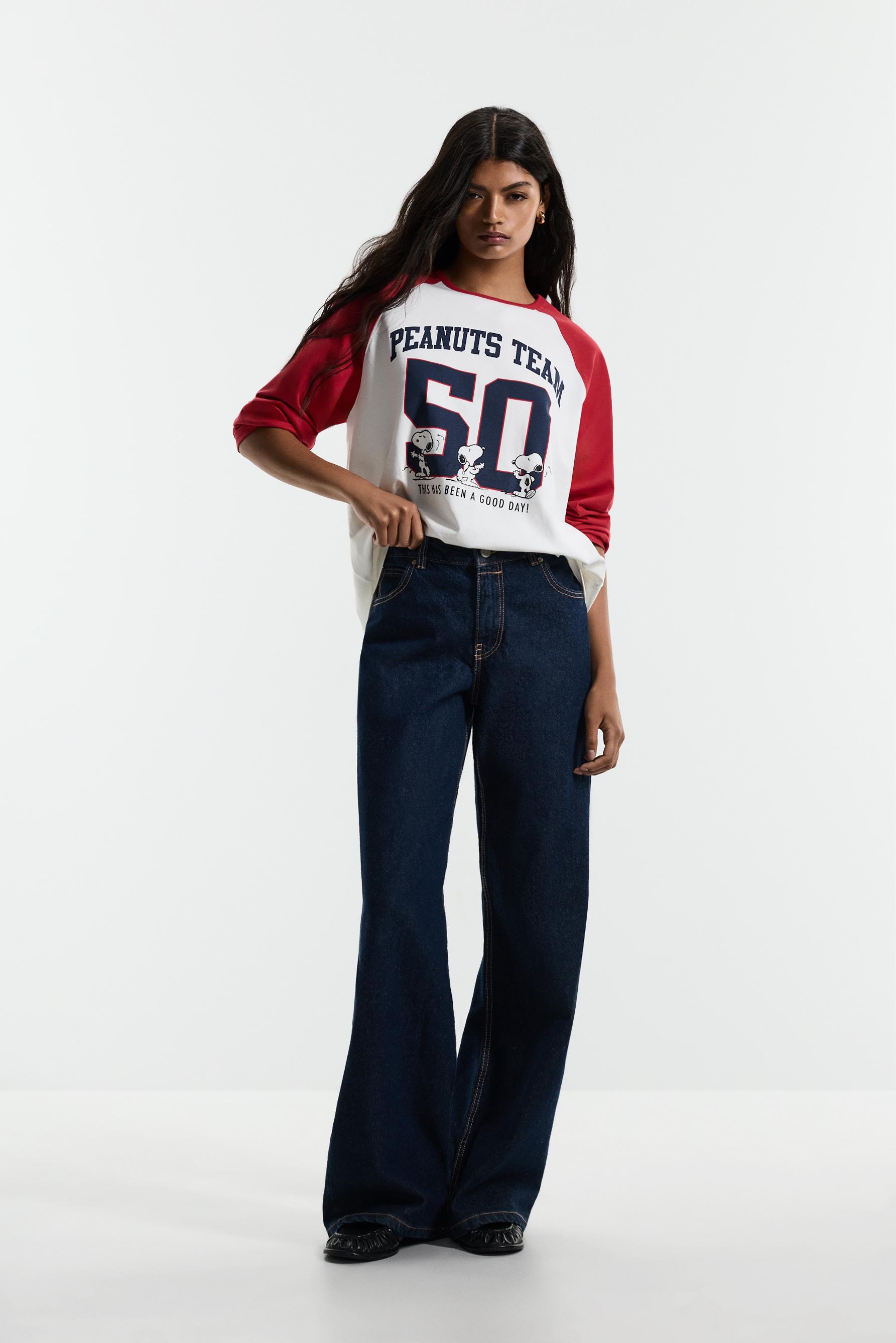Snoopy Peanuts™ raglan sleeve T-shirt — OFF WHITE
