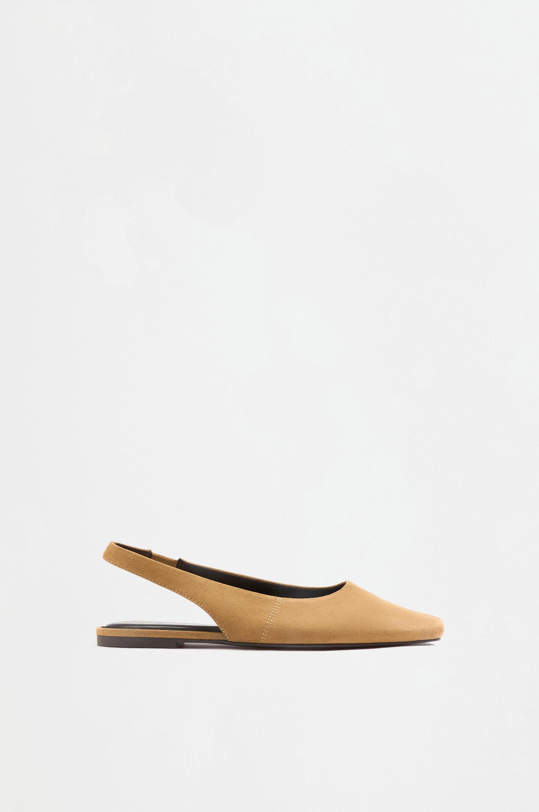 Slingback ballet flats — BROWN