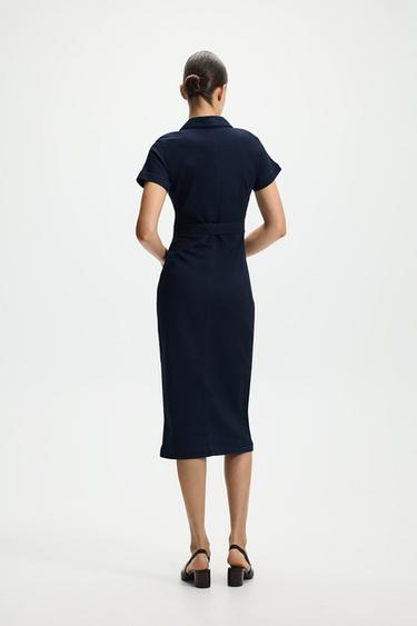 Fitted denim button-front dress — BLUE 5
